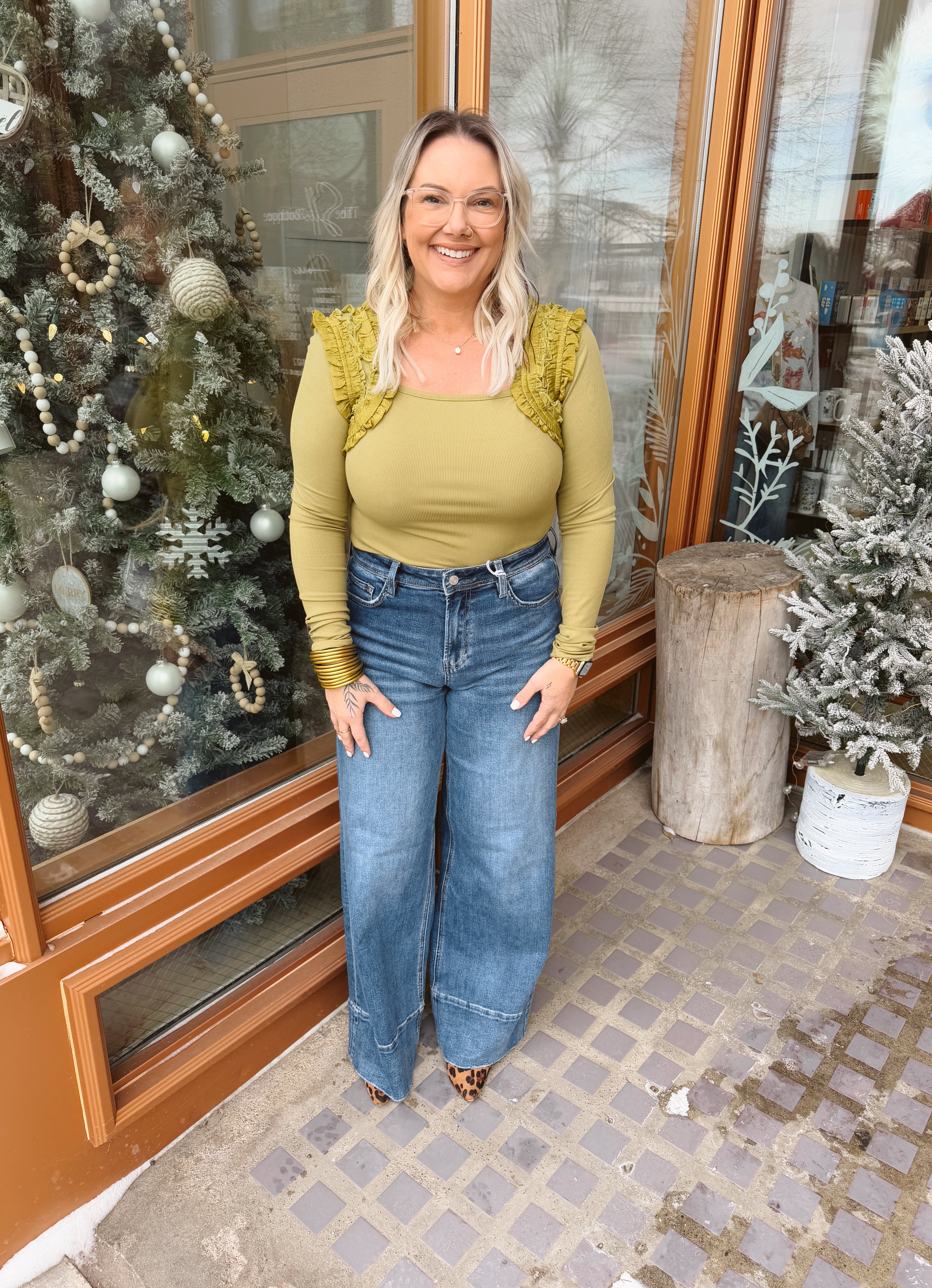 Lemon Grass Ruffle Top-Final Sale-Long Sleeve Tops-listicle-The Silo Boutique, Women's Fashion Boutique Located in Warren and Grand Forks North Dakota