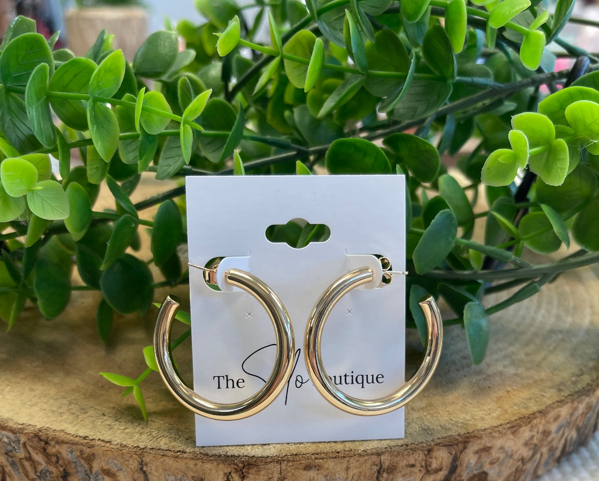 Thick 1.35 Gold Hoop Earrings-Earrings-Fame-The Silo Boutique, Women's Fashion Boutique Located in Warren and Grand Forks North Dakota