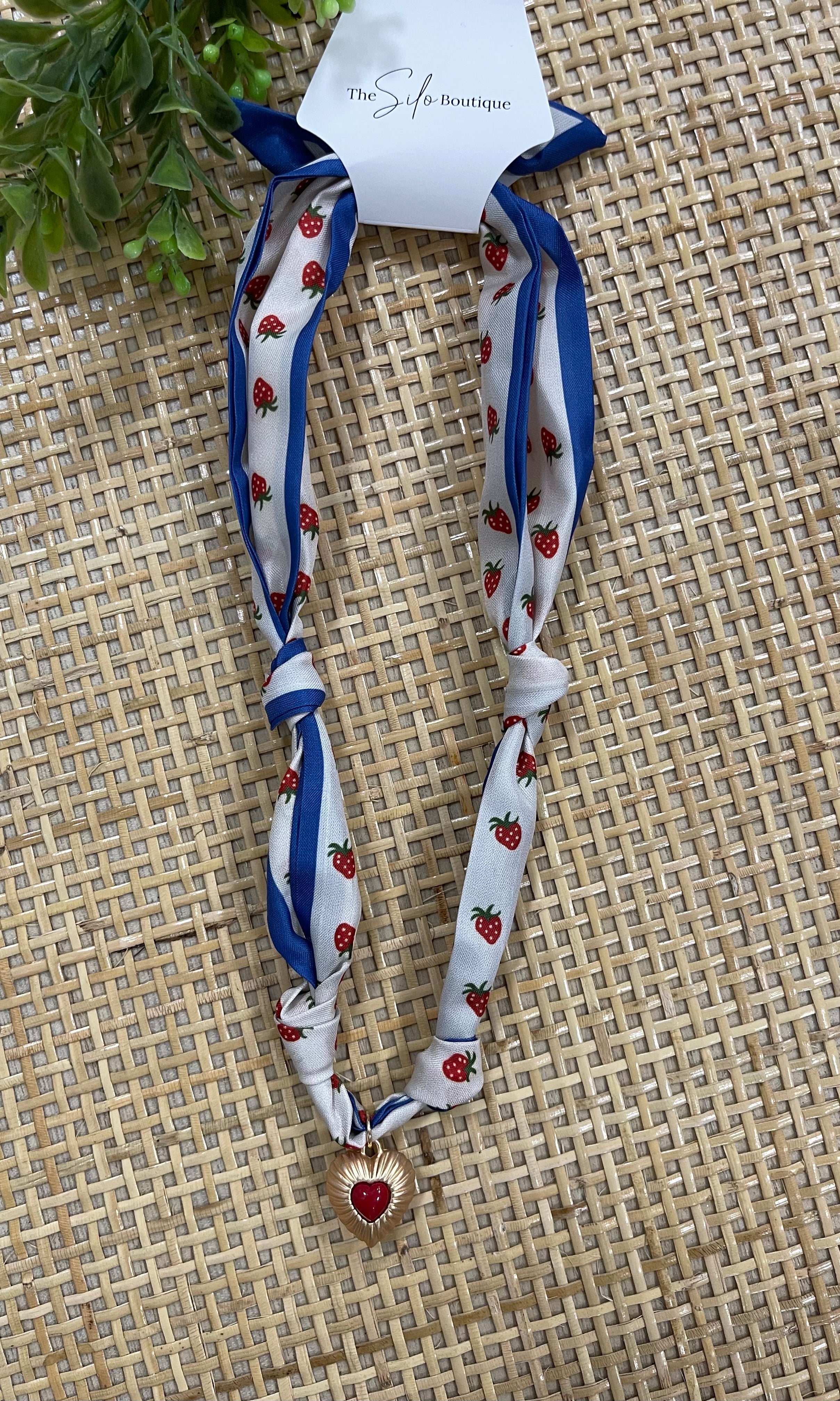Scarf Necklace-Strawberry-Necklaces-joss-The Silo Boutique, Women's Fashion Boutique Located in Warren and Grand Forks North Dakota