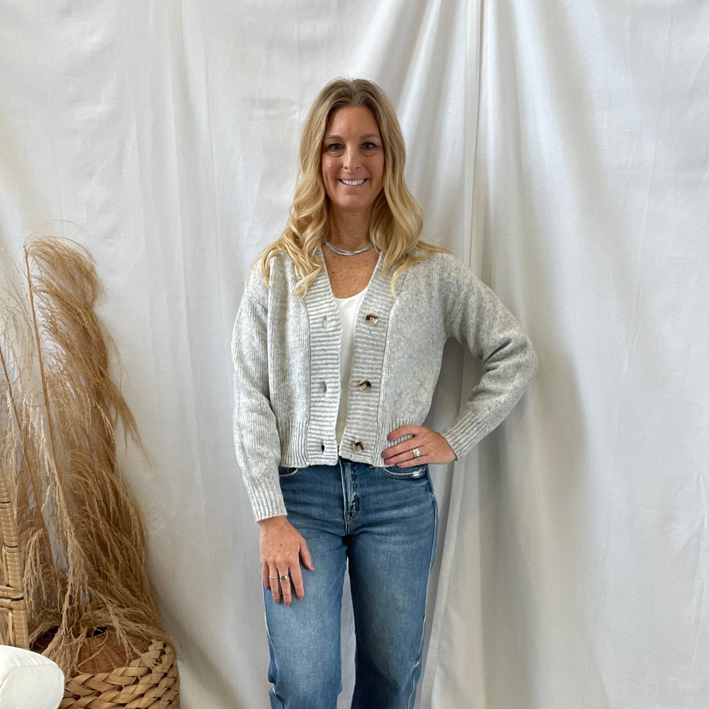 Zen Button Down Cardigan-Grey-Cardigans-zenana-The Silo Boutique, Women's Fashion Boutique Located in Warren and Grand Forks North Dakota