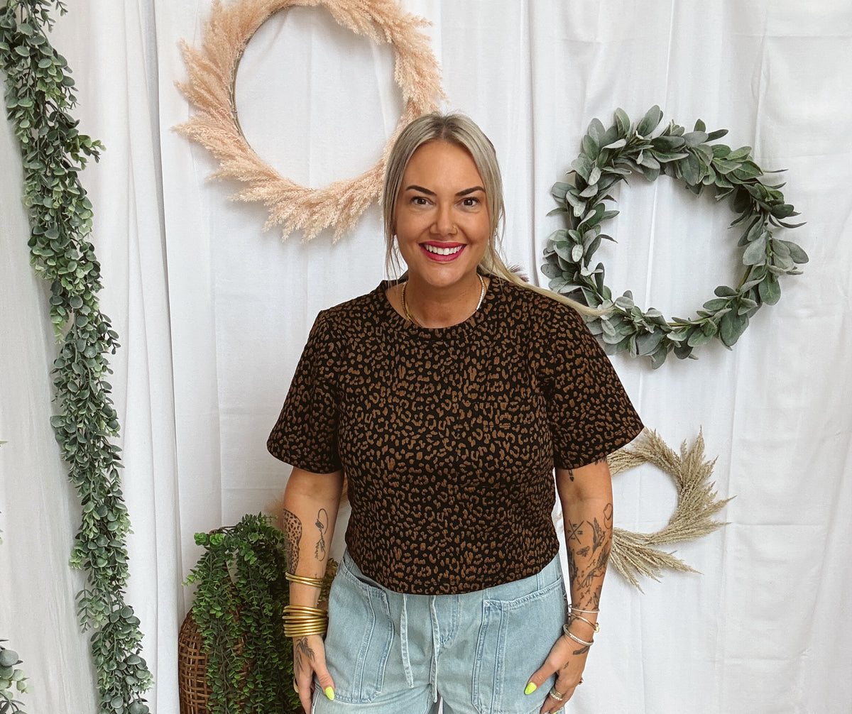 Wild and Boxy Leopard Top-Short Sleeve Tops-eesome-The Silo Boutique, Women's Fashion Boutique Located in Warren and Grand Forks North Dakota