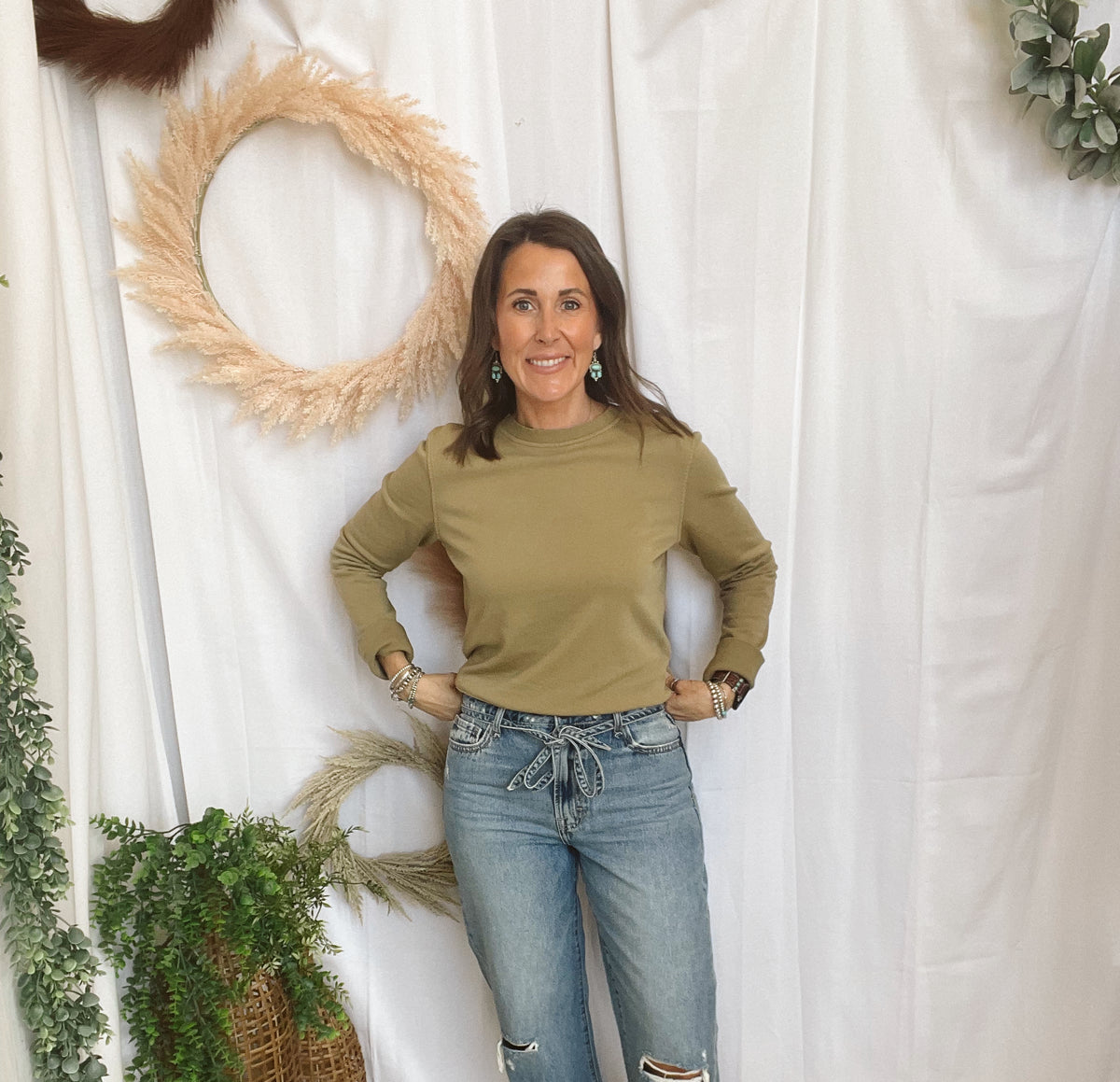 Green Envy Mineral Wash Sweatshirt-Sweatshirts-be cool-The Silo Boutique, Women's Fashion Boutique Located in Warren and Grand Forks North Dakota