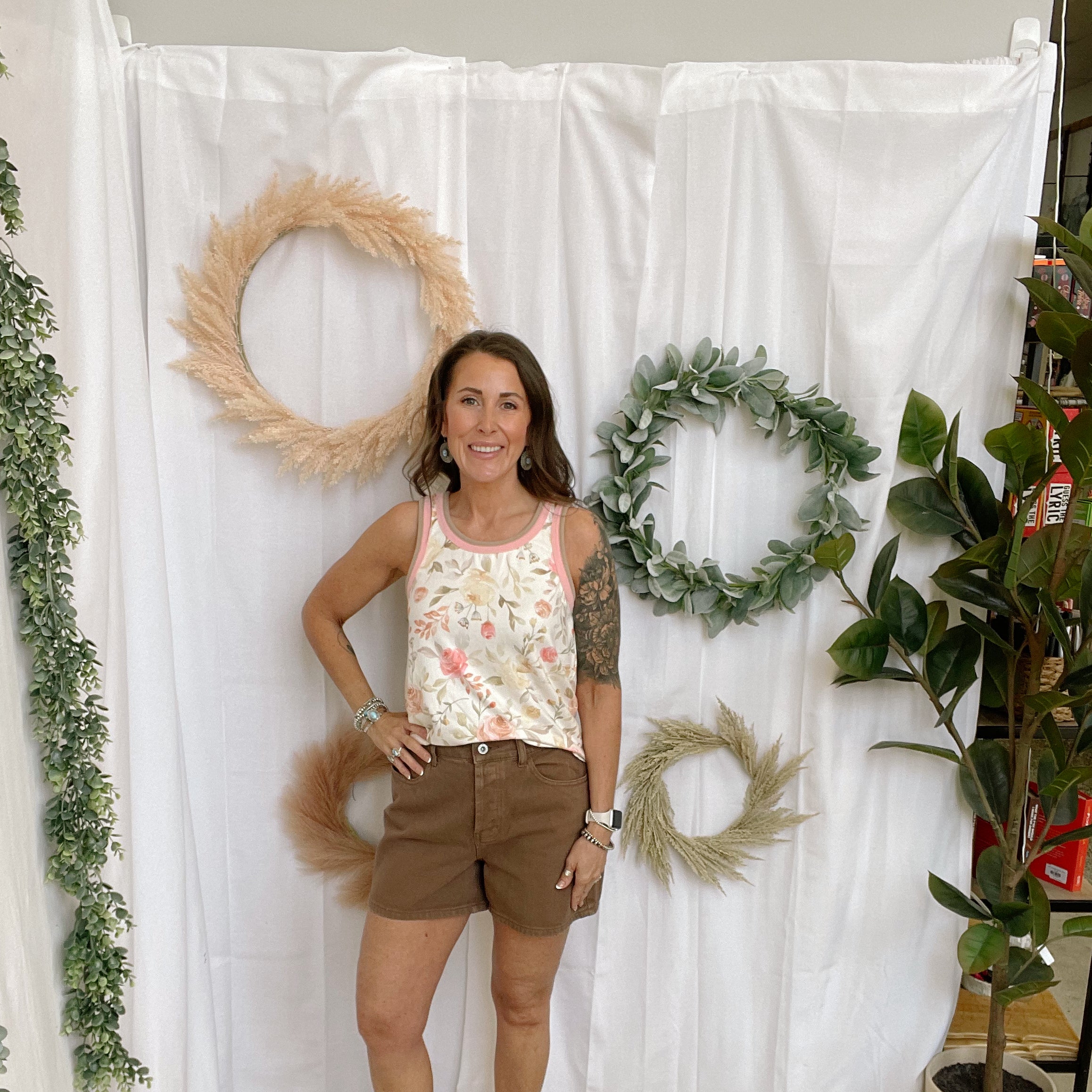 Jackie Ivory Floral Tank Top-Tank Tops-staccato-The Silo Boutique, Women's Fashion Boutique Located in Warren and Grand Forks North Dakota