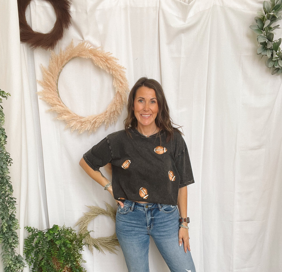 Mineral Ash Football Graphic Tee-Graphic Tees-faire-The Silo Boutique, Women's Fashion Boutique Located in Warren and Grand Forks North Dakota
