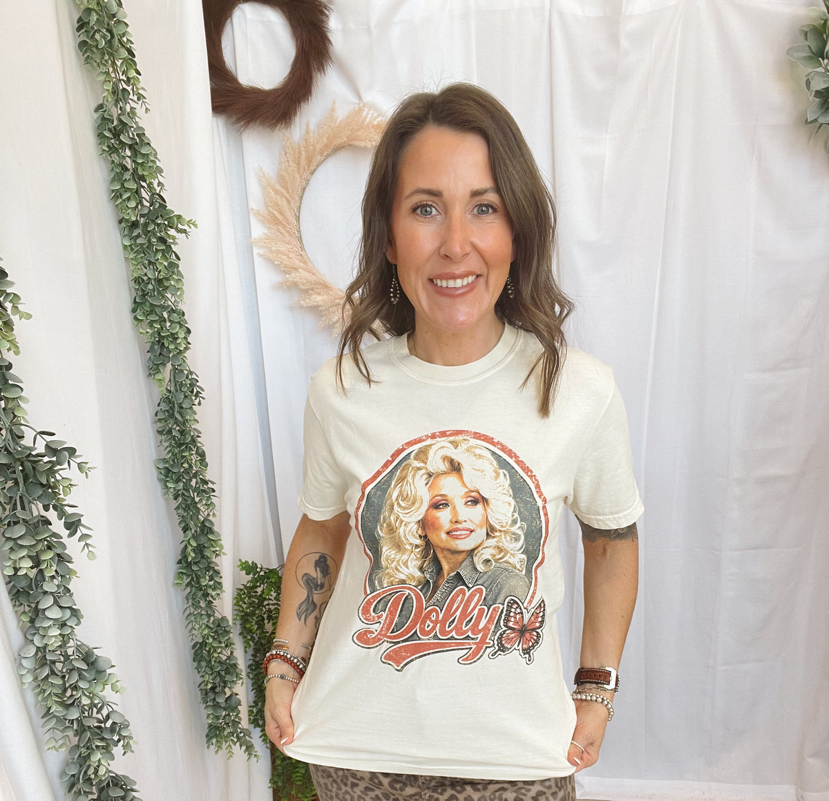Dolly Vintage Face Tee-Ivory-Graphic Tees-birdies-The Silo Boutique, Women's Fashion Boutique Located in Warren and Grand Forks North Dakota