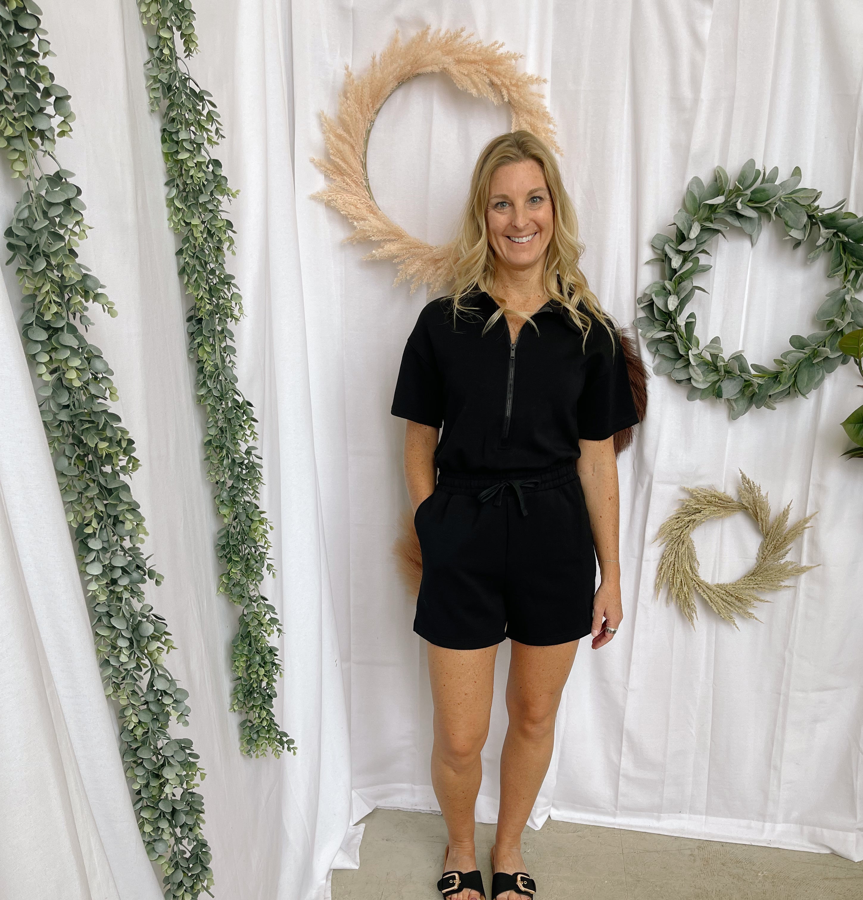Rae Lux Romper-Black-Jumpsuits & Rompers-rae mode-The Silo Boutique, Women's Fashion Boutique Located in Warren and Grand Forks North Dakota