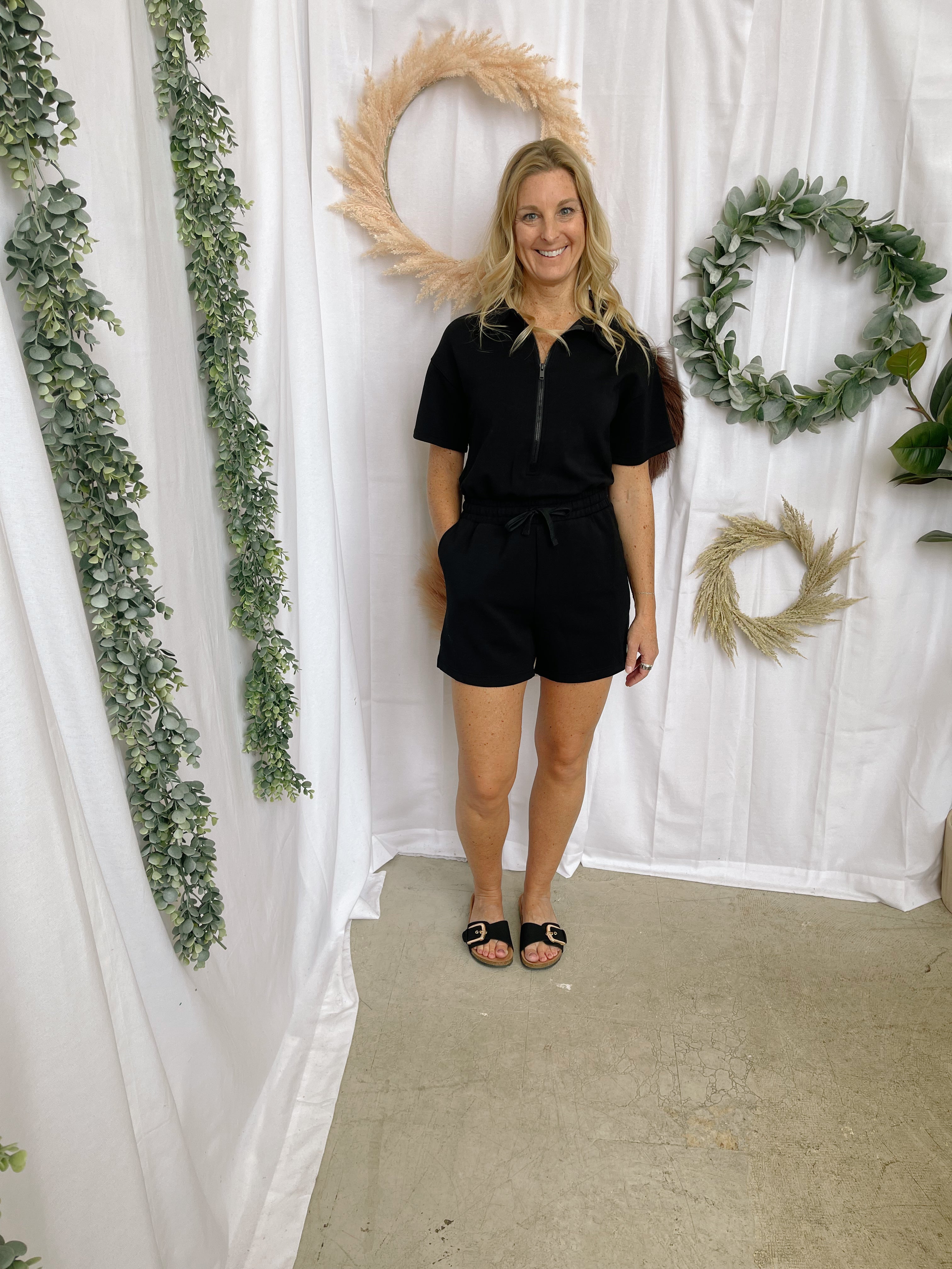 Rae Lux Romper-Black-Jumpsuits & Rompers-rae mode-The Silo Boutique, Women's Fashion Boutique Located in Warren and Grand Forks North Dakota