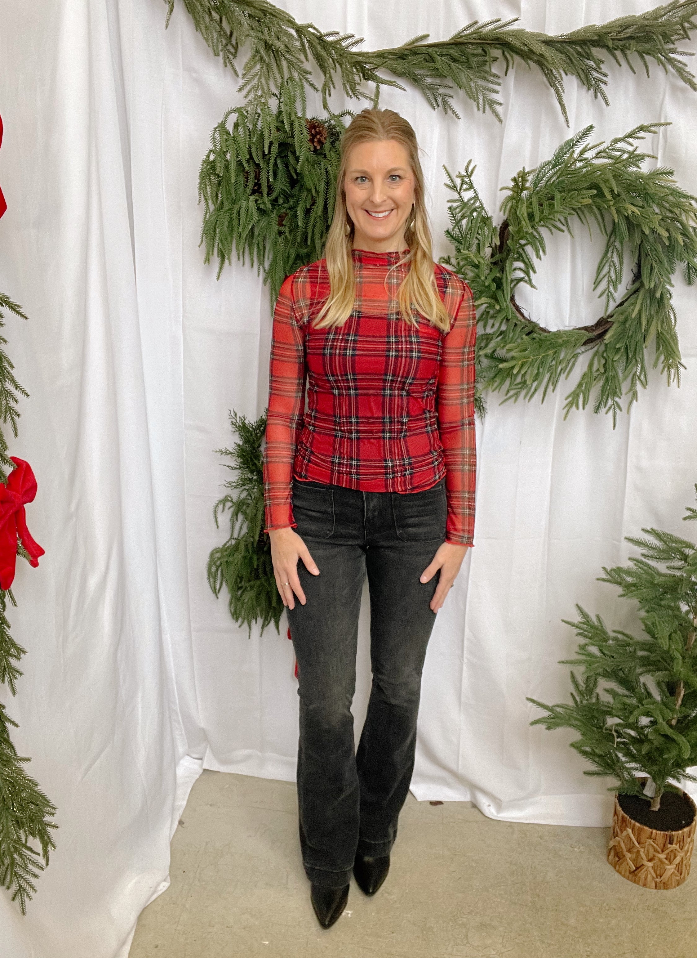 Christmas Plaid Long Sleeve Top-Long Sleeve Tops-haptics-The Silo Boutique, Women's Fashion Boutique Located in Warren and Grand Forks North Dakota