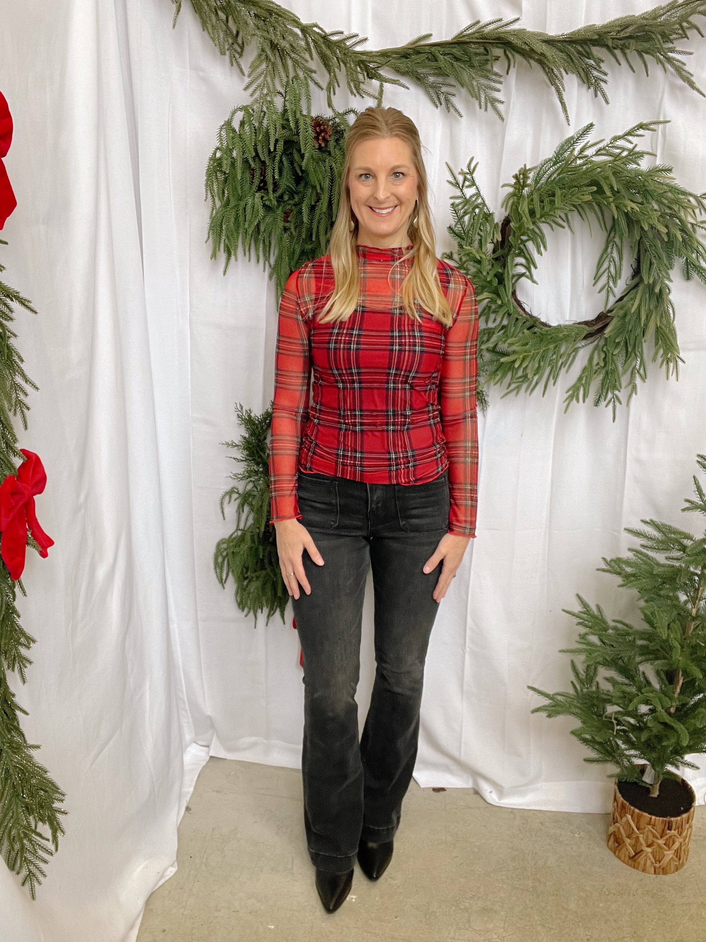 Christmas Plaid Long Sleeve Top-Long Sleeve Tops-haptics-The Silo Boutique, Women's Fashion Boutique Located in Warren and Grand Forks North Dakota