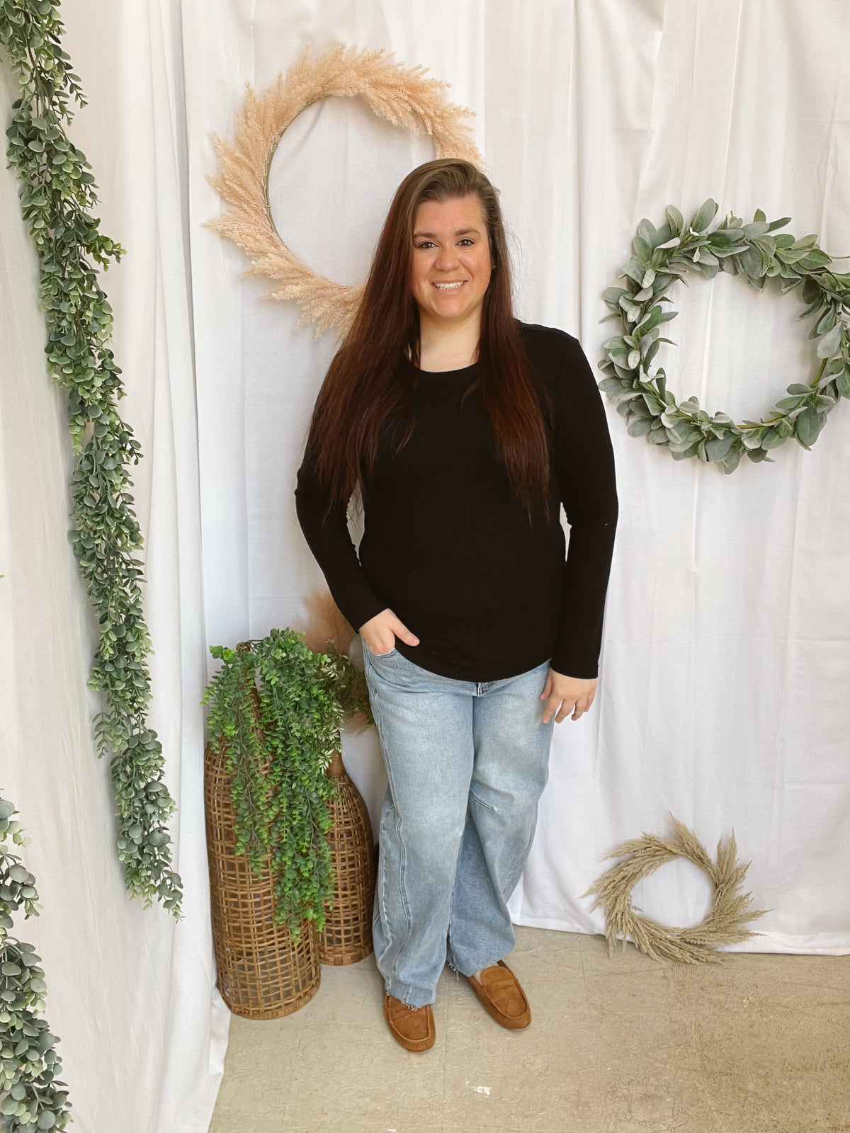 Be Cool Plus Crew Long Sleeve Top-Black-Long Sleeve Tops-be cool-The Silo Boutique, Women's Fashion Boutique Located in Warren and Grand Forks North Dakota