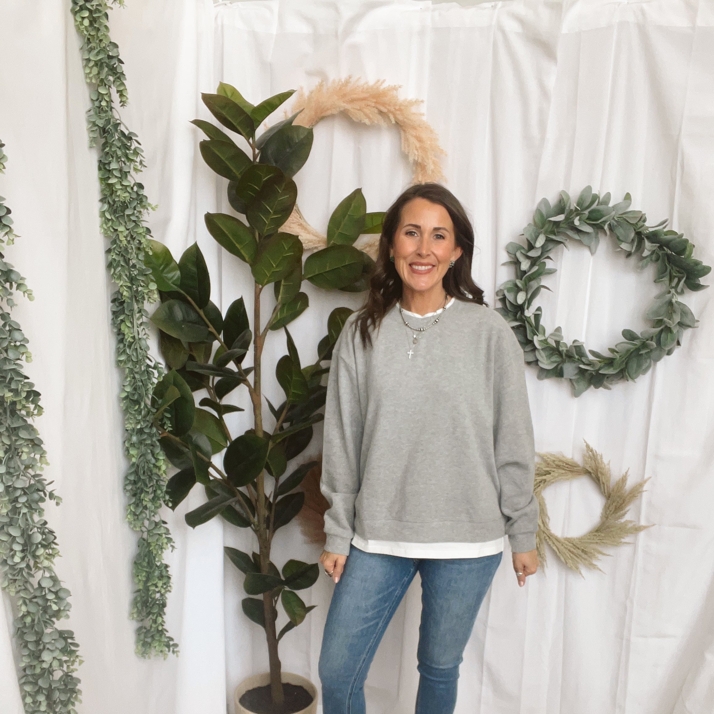 Always On Grey Crew Shirt-Long Sleeve Tops-by together-The Silo Boutique, Women's Fashion Boutique Located in Warren and Grand Forks North Dakota