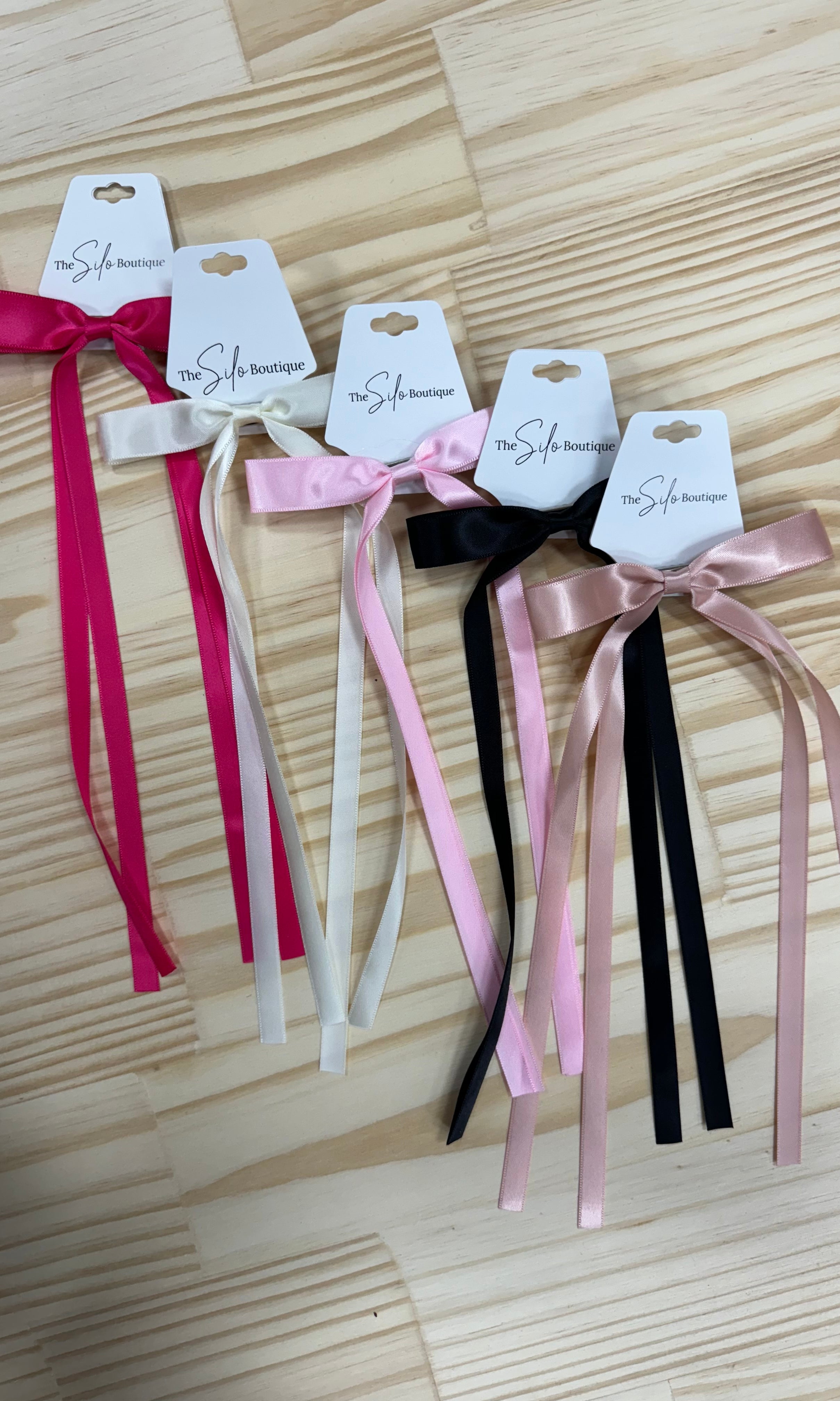 Satin Hair Bow-Hair Accessories-wall to wall-The Silo Boutique, Women's Fashion Boutique Located in Warren and Grand Forks North Dakota