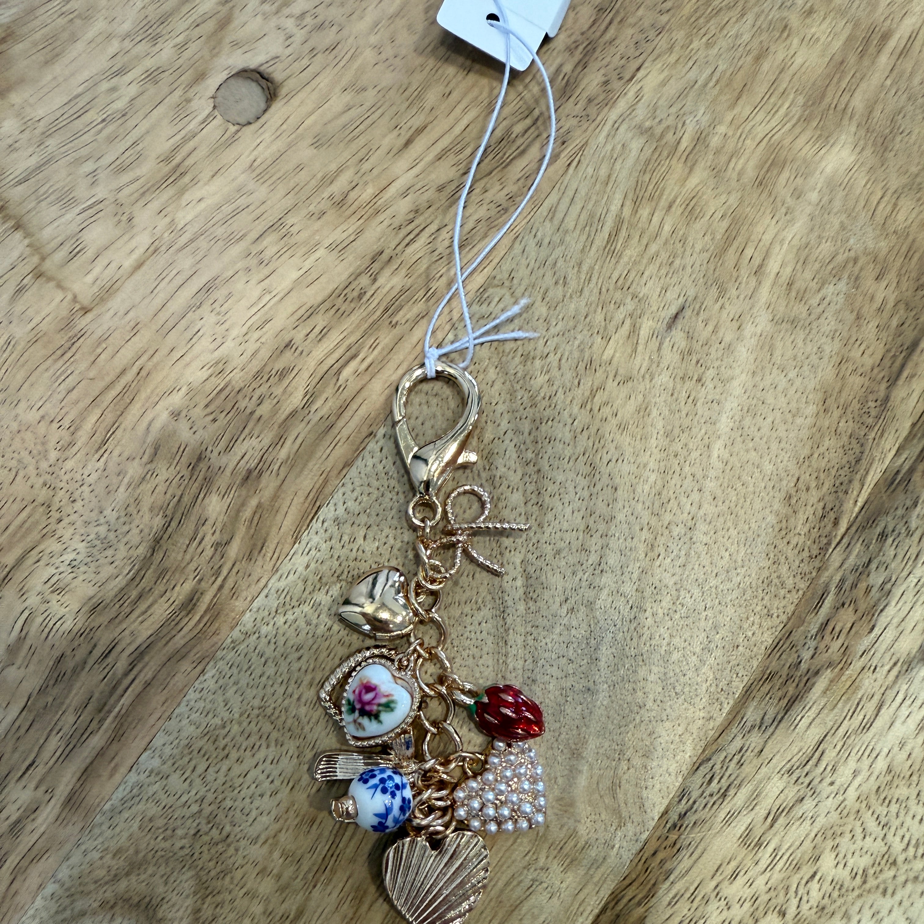 Porcelain Floral Heart Bag Charm-Keychains-joss-The Silo Boutique, Women's Fashion Boutique Located in Warren and Grand Forks North Dakota