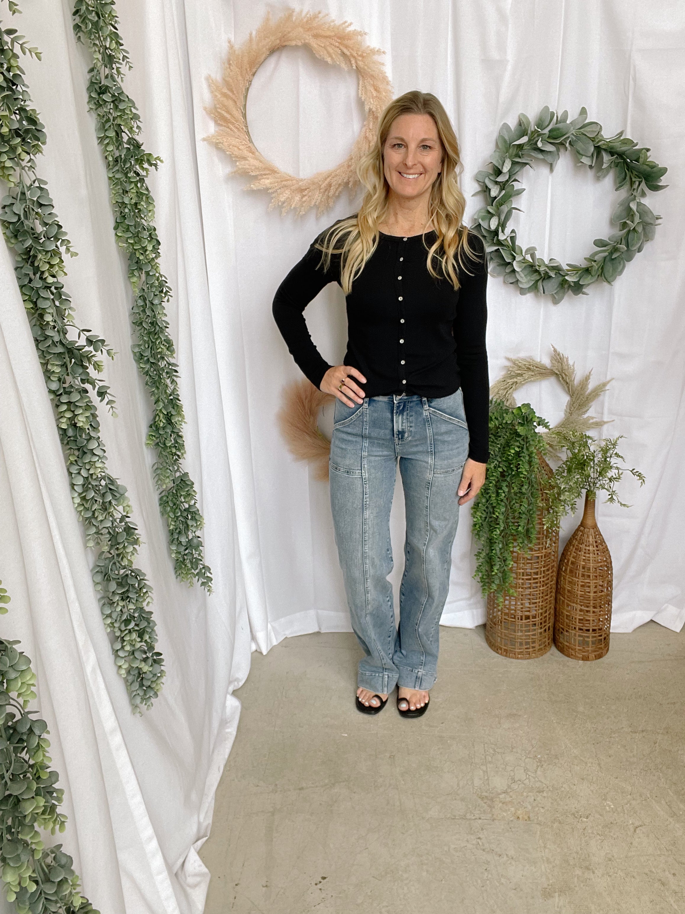 Be Cool Button Up Basic Top-Black-Long Sleeve Tops-be cool-The Silo Boutique, Women's Fashion Boutique Located in Warren and Grand Forks North Dakota