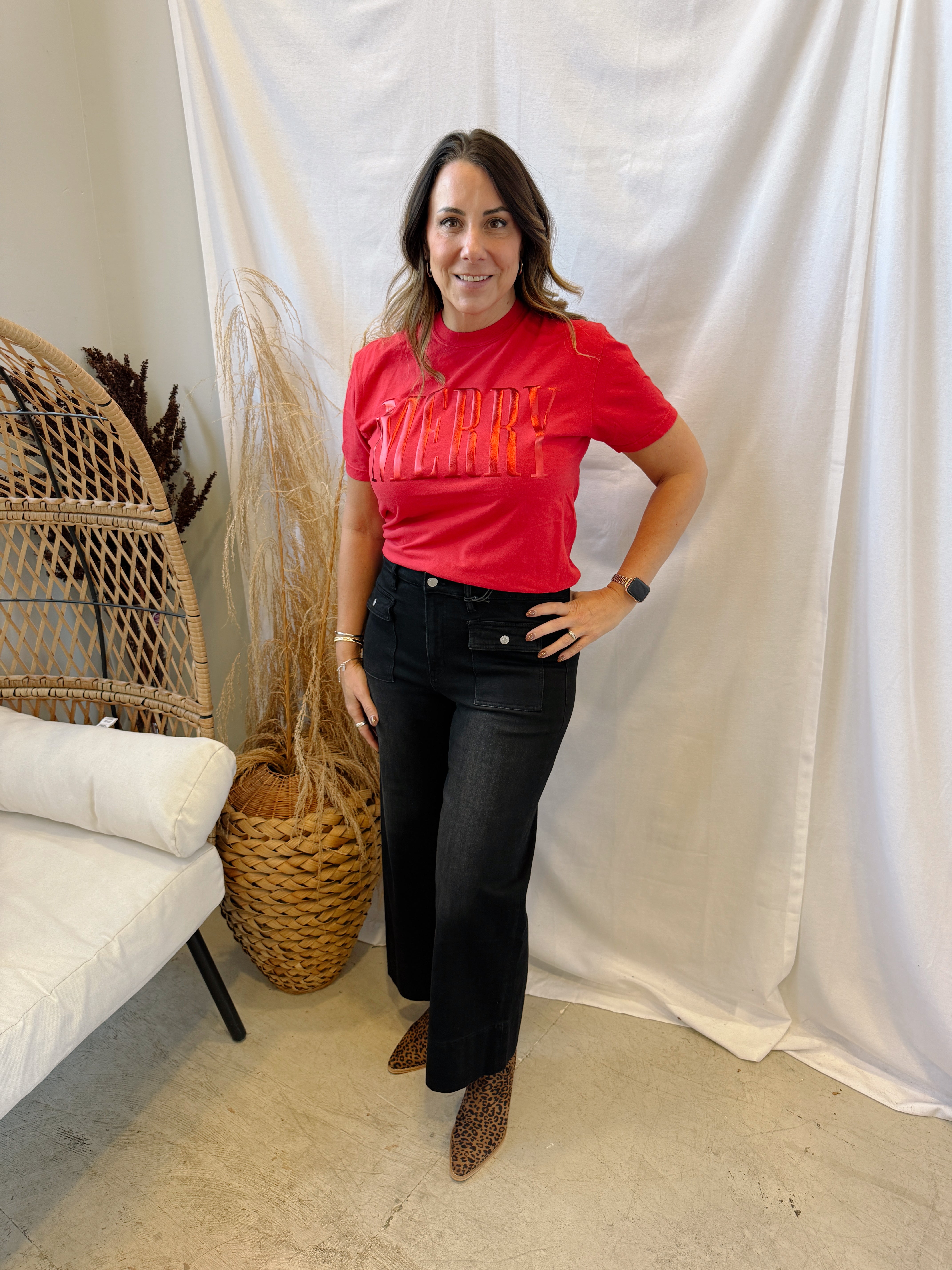 Merry Mood Tee-Graphic Tees-Summer Tees-The Silo Boutique, Women's Fashion Boutique Located in Warren and Grand Forks North Dakota