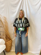 UND Southern Split Oversized Band Tee-Graphic Tees-gameday social-The Silo Boutique, Women's Fashion Boutique Located in Warren and Grand Forks North Dakota