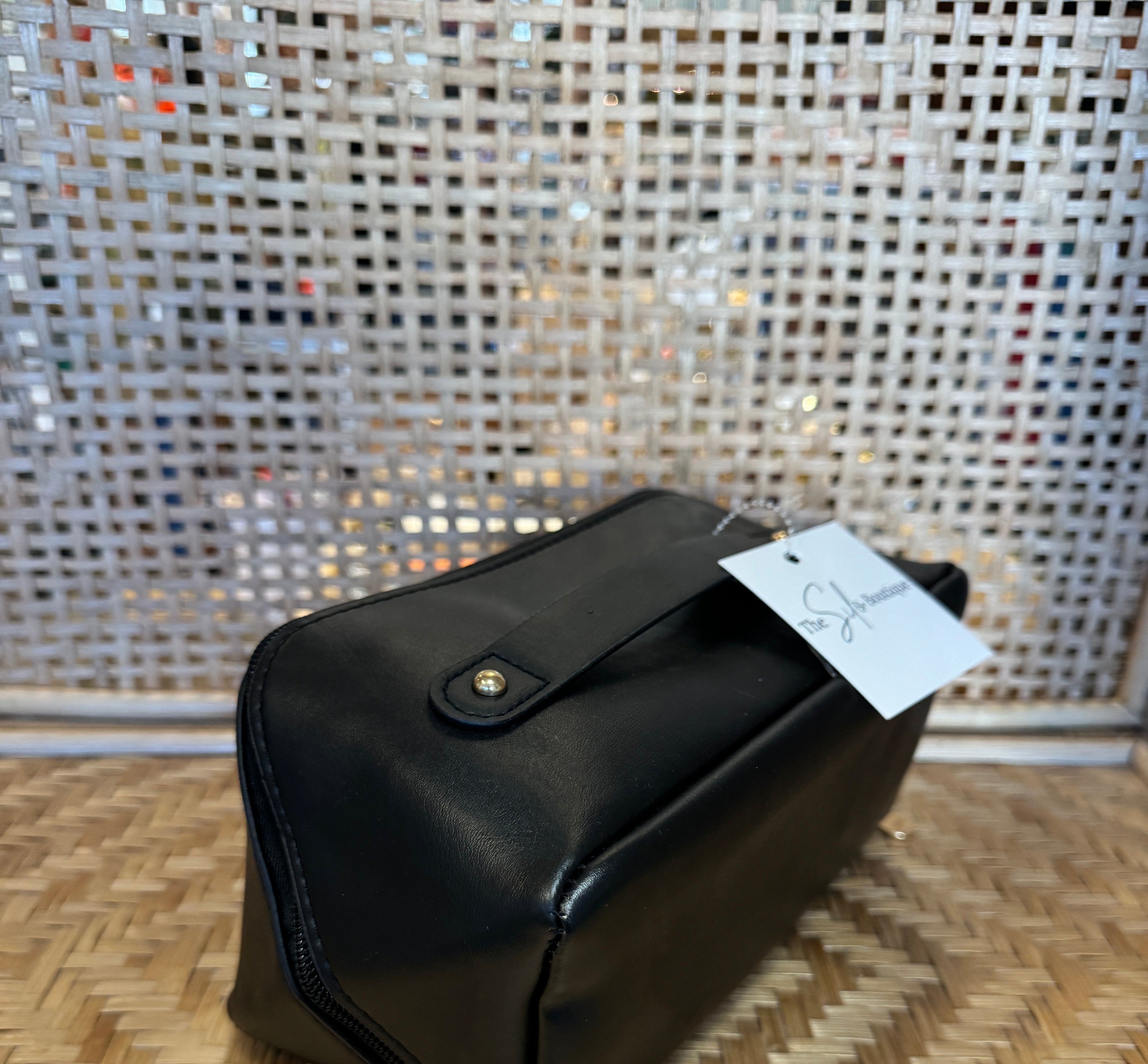 Faux Leather Open Flat Cosmetic Bags-Cosmetic Bags-joss-The Silo Boutique, Women's Fashion Boutique Located in Warren and Grand Forks North Dakota