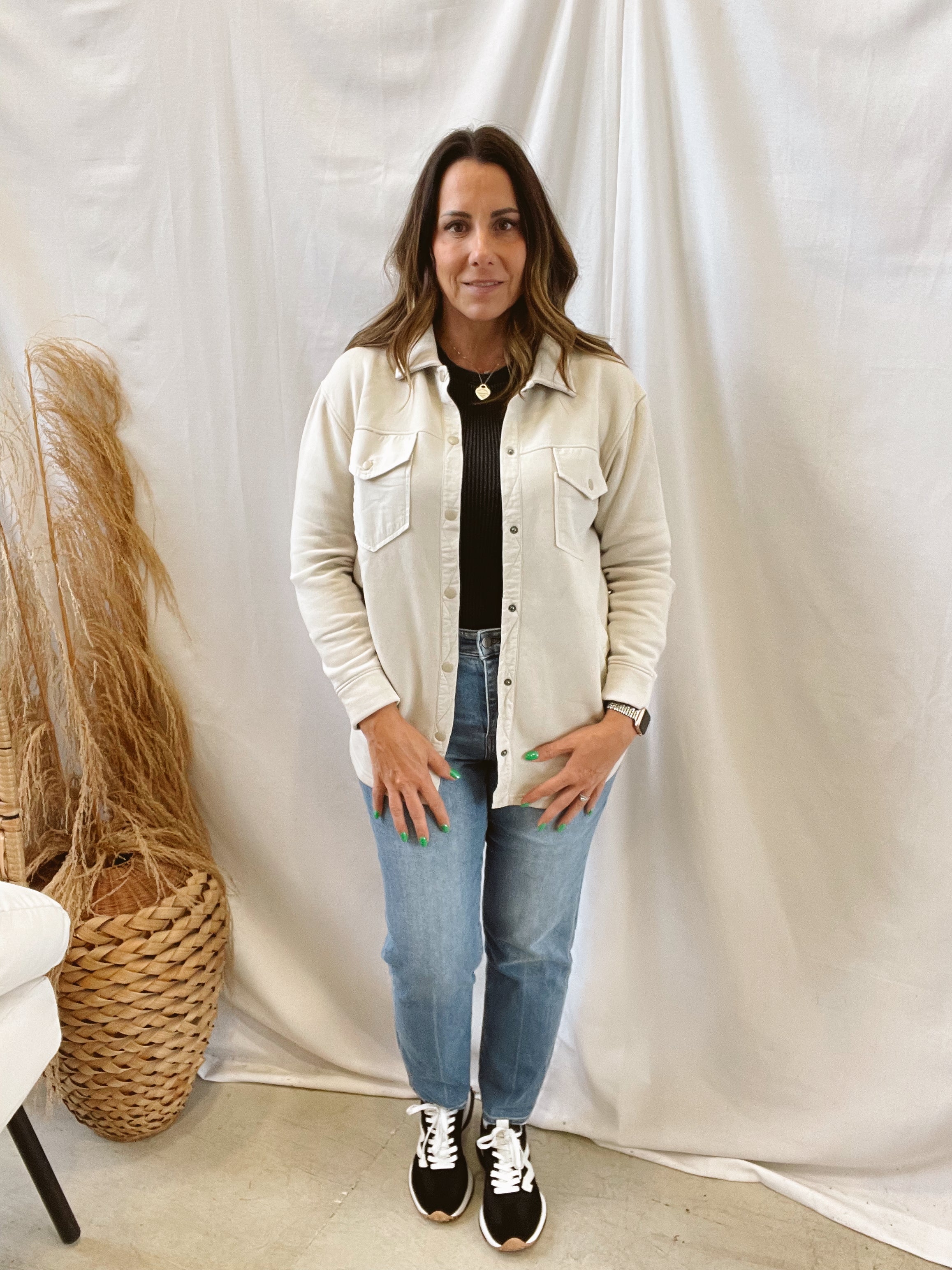 Snap on Shacket-Cream-Shackets-mono b-The Silo Boutique, Women's Fashion Boutique Located in Warren and Grand Forks North Dakota