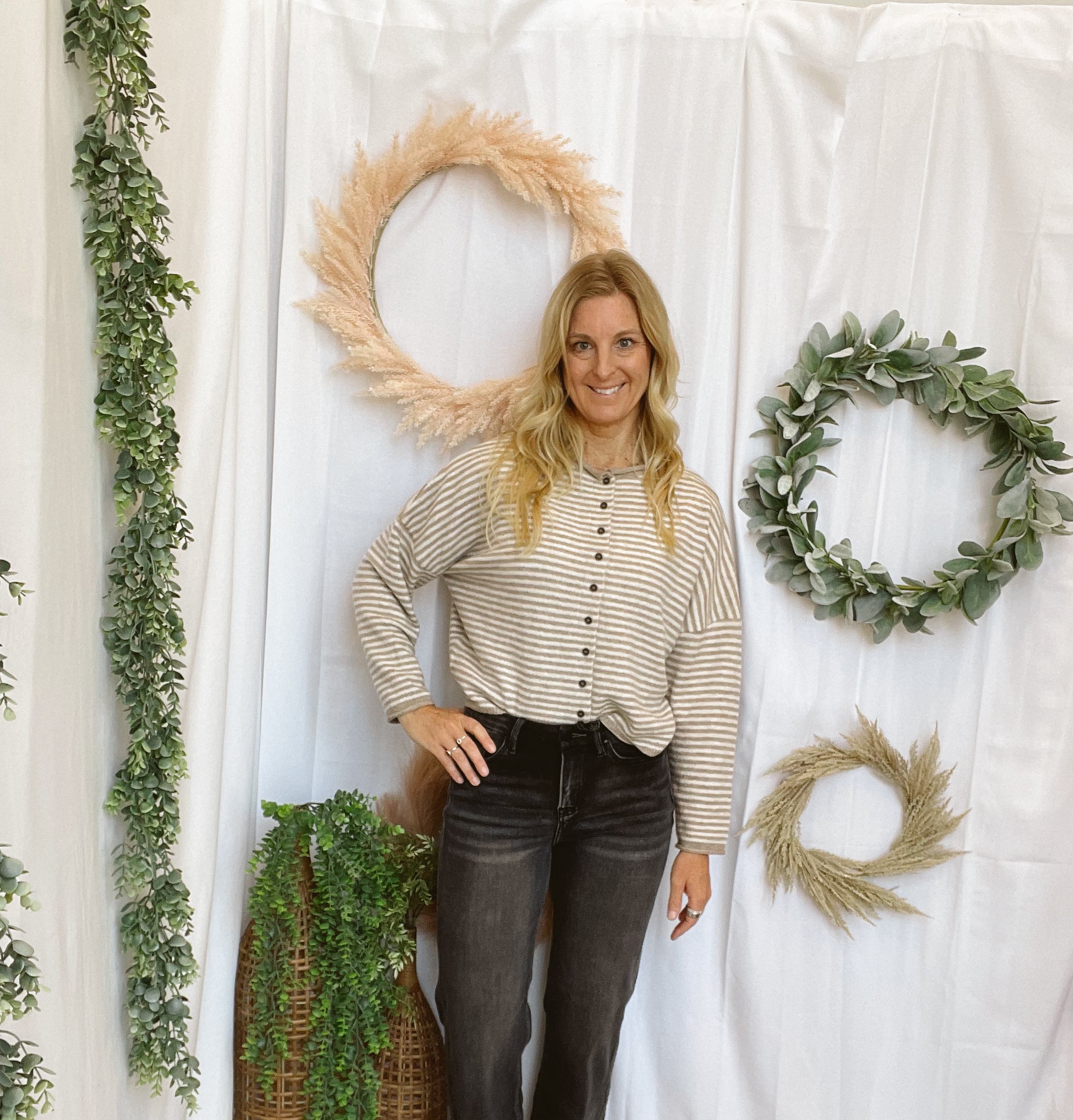Jesse Striped Cardigan-Light Mocha-Cardigans-joa-The Silo Boutique, Women's Fashion Boutique Located in Warren and Grand Forks North Dakota