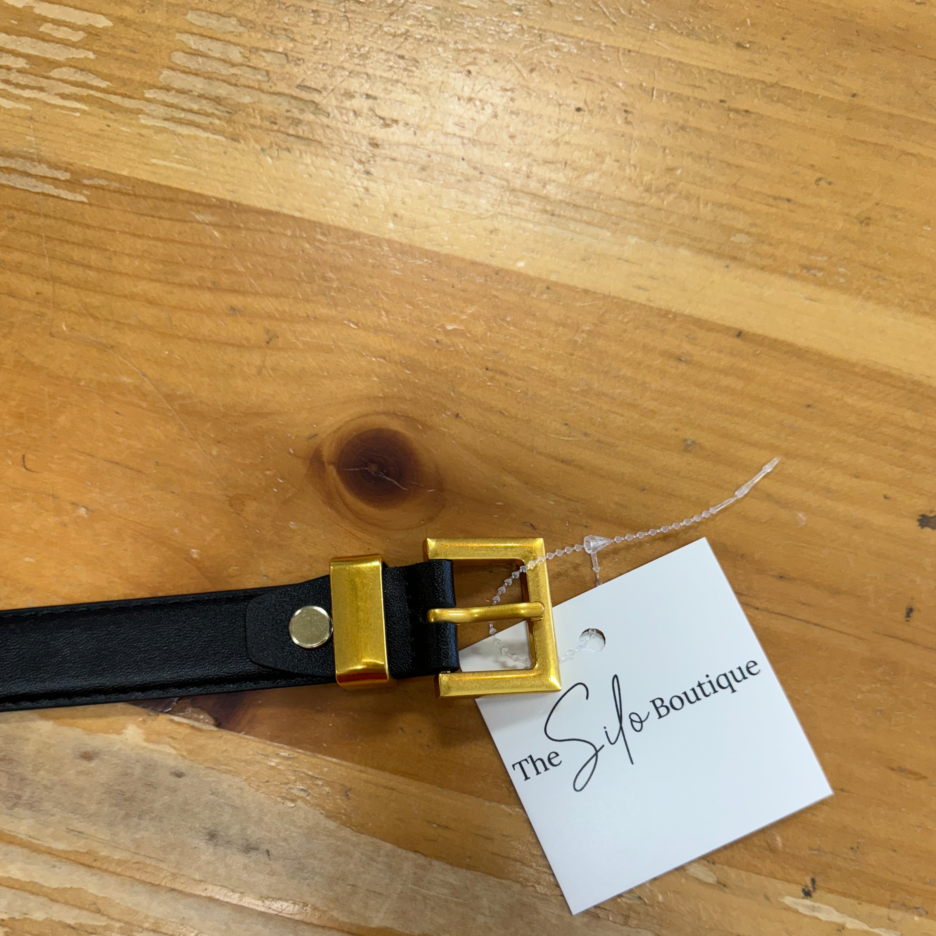 Black Square Leather Belt-Belts-Fame-The Silo Boutique, Women's Fashion Boutique Located in Warren and Grand Forks North Dakota