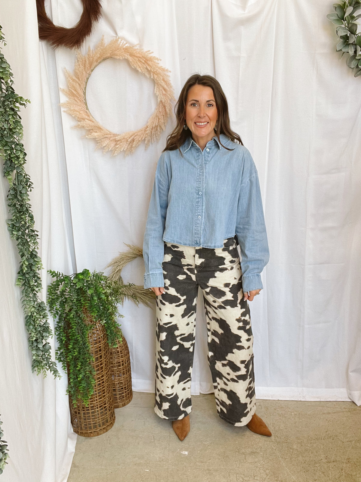 Miou Muse Denim Shirt-Long Sleeve Tops-miou muse-The Silo Boutique, Women's Fashion Boutique Located in Warren and Grand Forks North Dakota