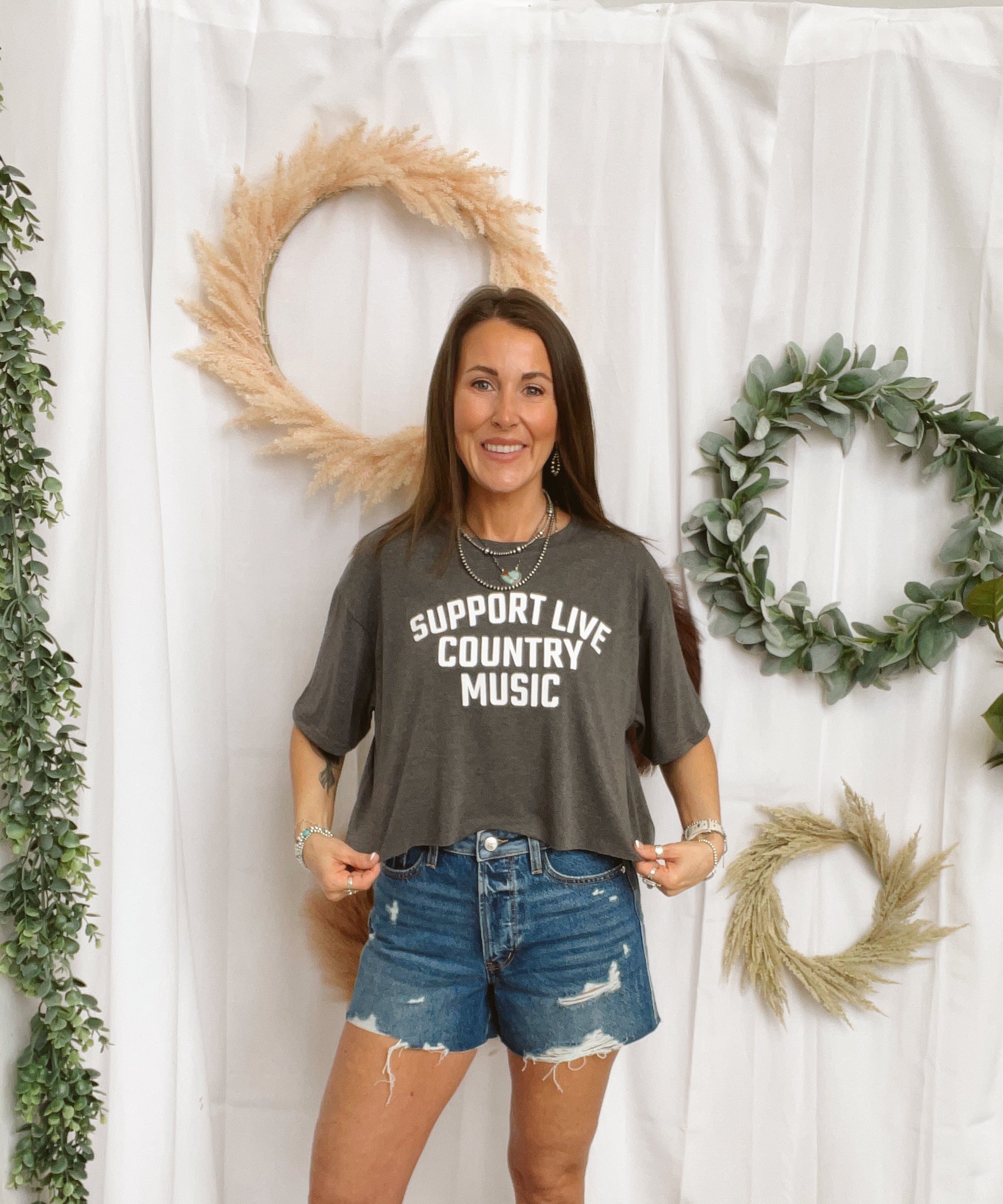 Support Live Country Music Tee-Graphic Tees-panaache-The Silo Boutique, Women's Fashion Boutique Located in Warren and Grand Forks North Dakota