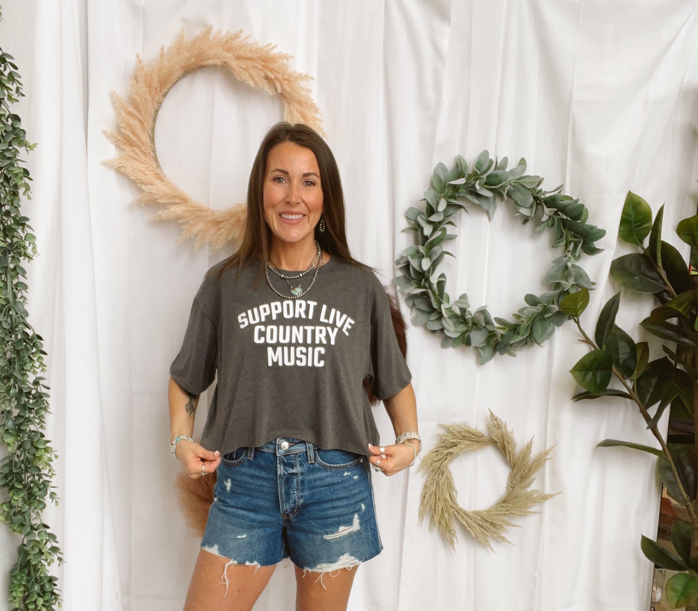 Support Live Country Music Tee-Graphic Tees-panaache-The Silo Boutique, Women's Fashion Boutique Located in Warren and Grand Forks North Dakota