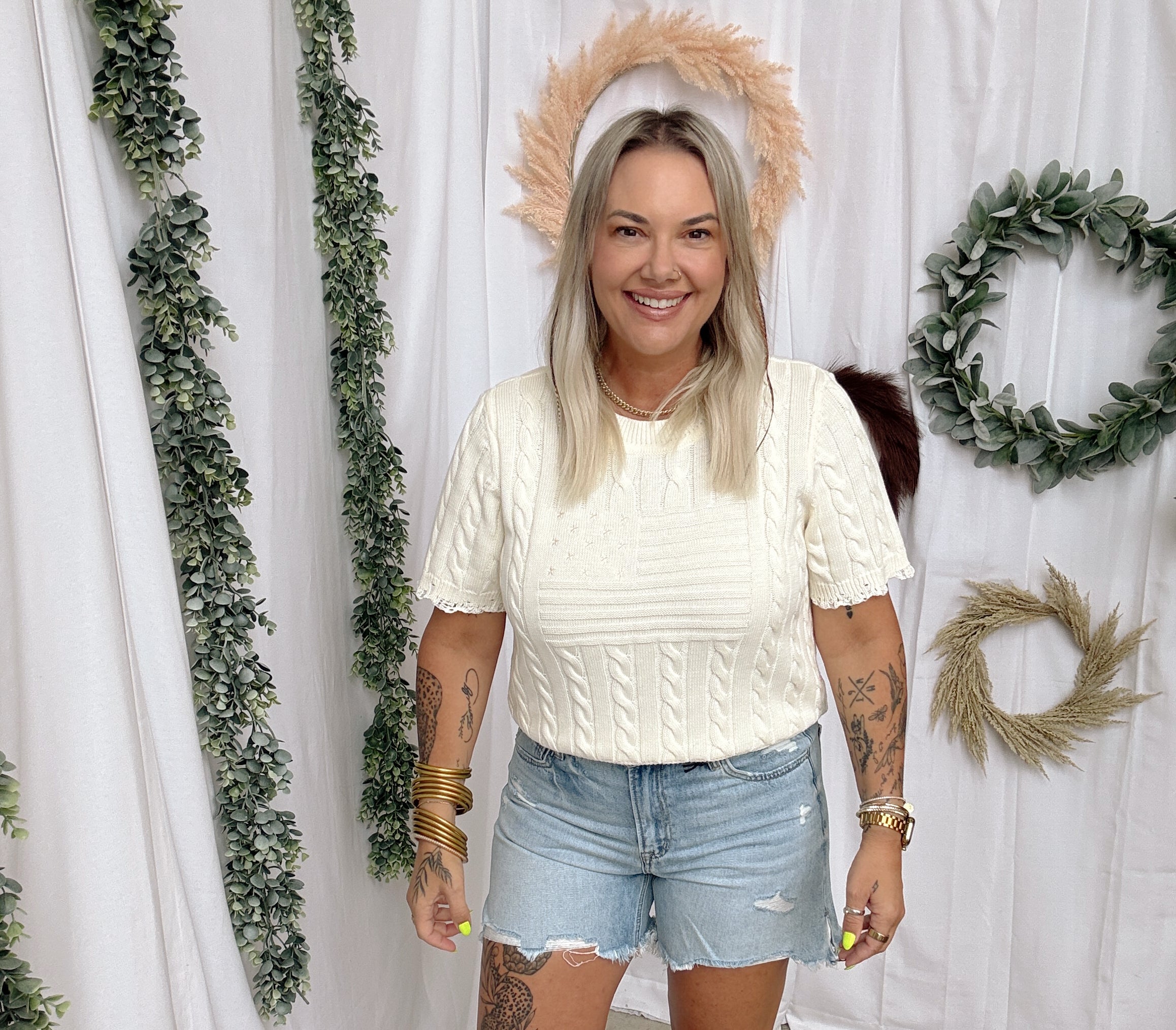 Ecru Crewneck Cable Sweater-Sweaters-hem and thread-The Silo Boutique, Women's Fashion Boutique Located in Warren and Grand Forks North Dakota