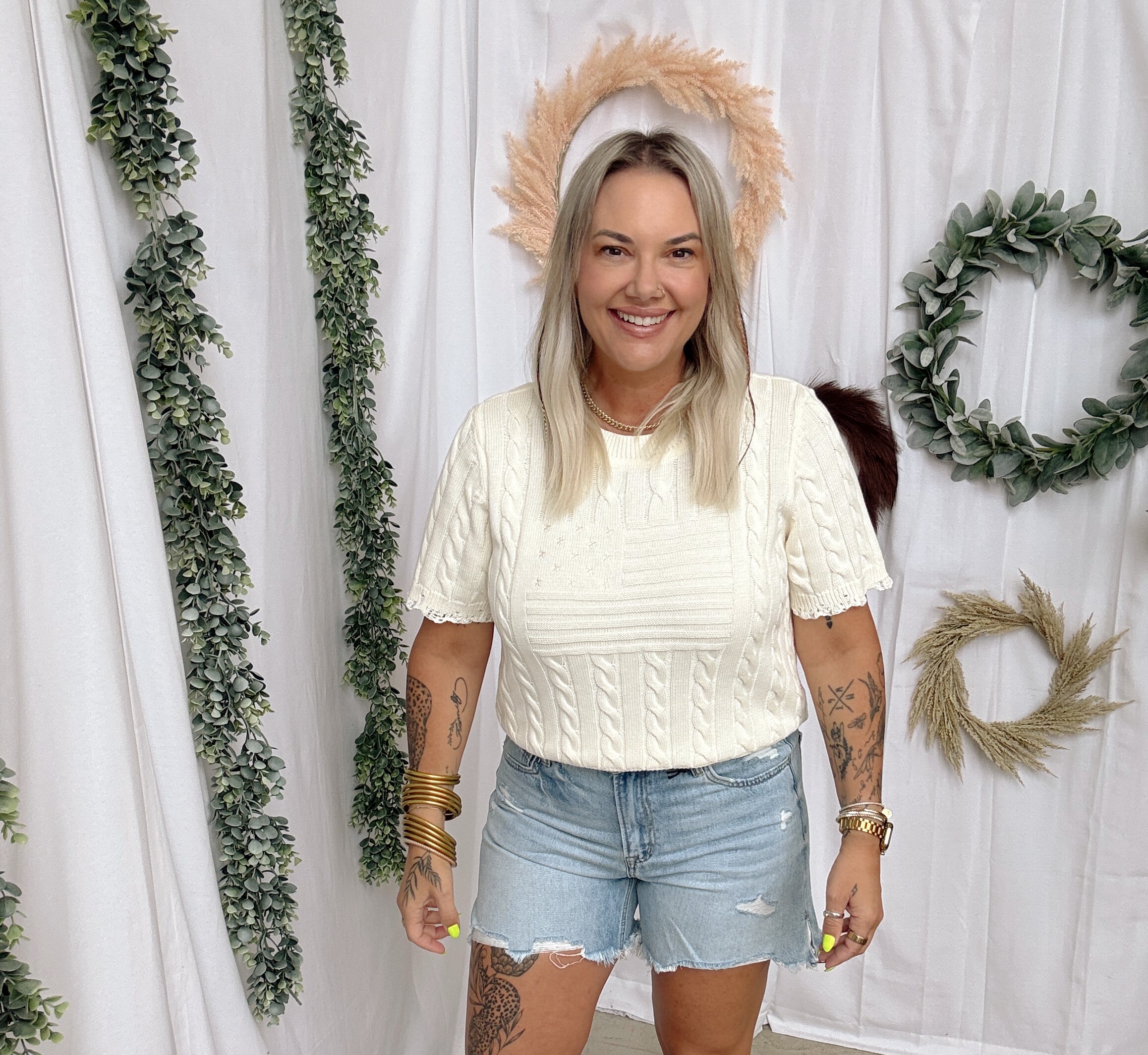 Ecru Crewneck Cable Sweater-Sweaters-hem and thread-The Silo Boutique, Women's Fashion Boutique Located in Warren and Grand Forks North Dakota