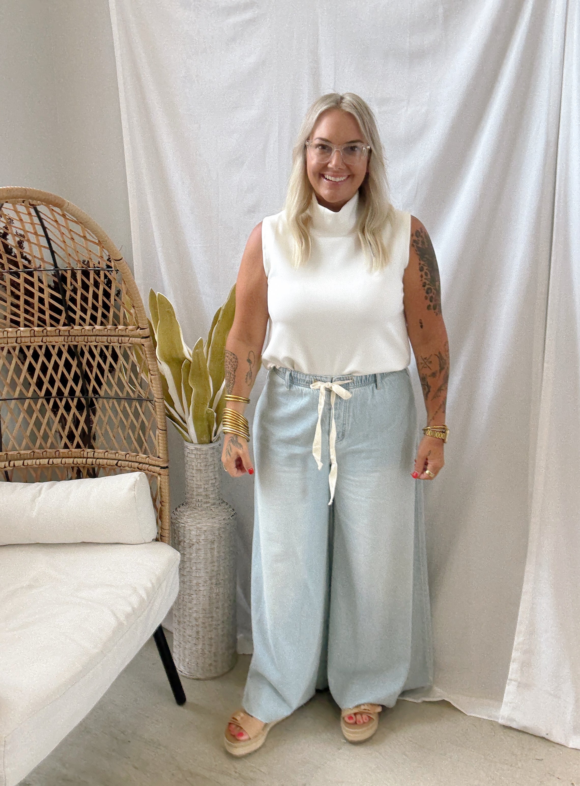 P Cill Cowl Tank Top-Cream-Tank Tops-p cill-The Silo Boutique, Women's Fashion Boutique Located in Warren and Grand Forks North Dakota