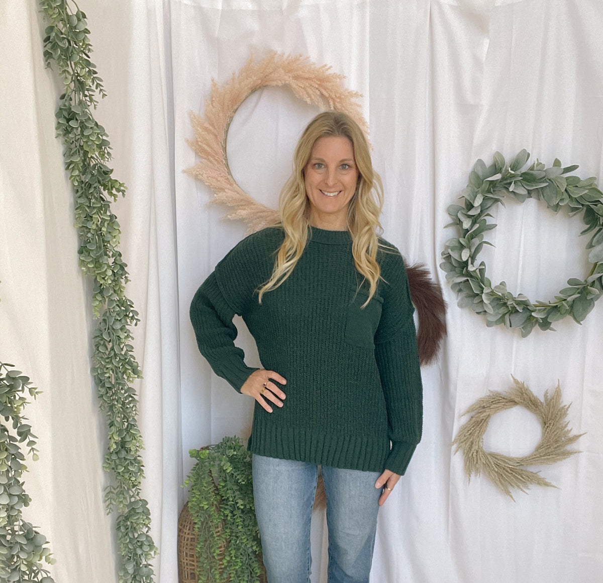 Cozy Charlie Chunky Knit Sweater-Forest-Sweaters-very j-The Silo Boutique, Women's Fashion Boutique Located in Warren and Grand Forks North Dakota