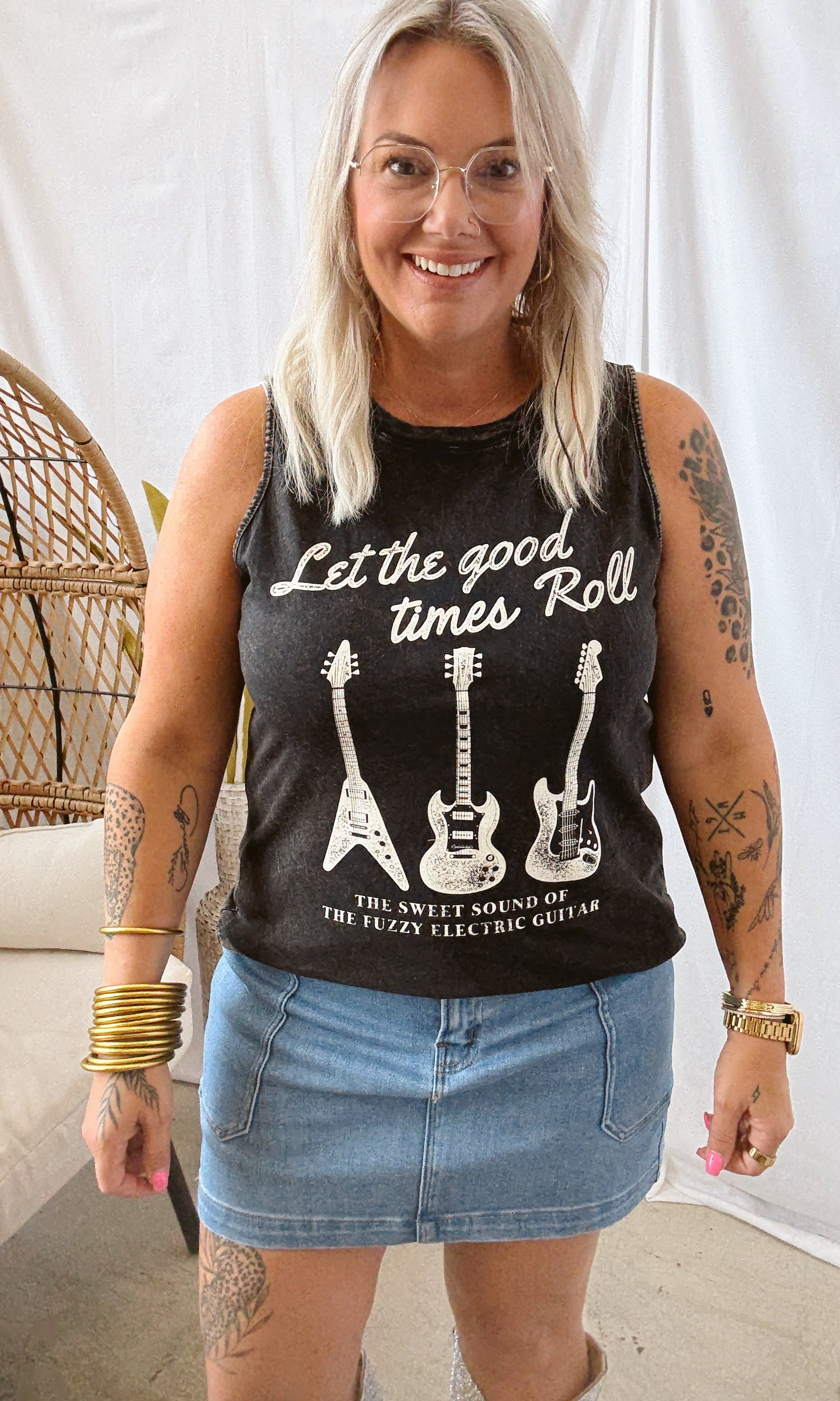 Let the Good Times To Roll Tank Top-Tank Tops-heart and luv-The Silo Boutique, Women's Fashion Boutique Located in Warren and Grand Forks North Dakota