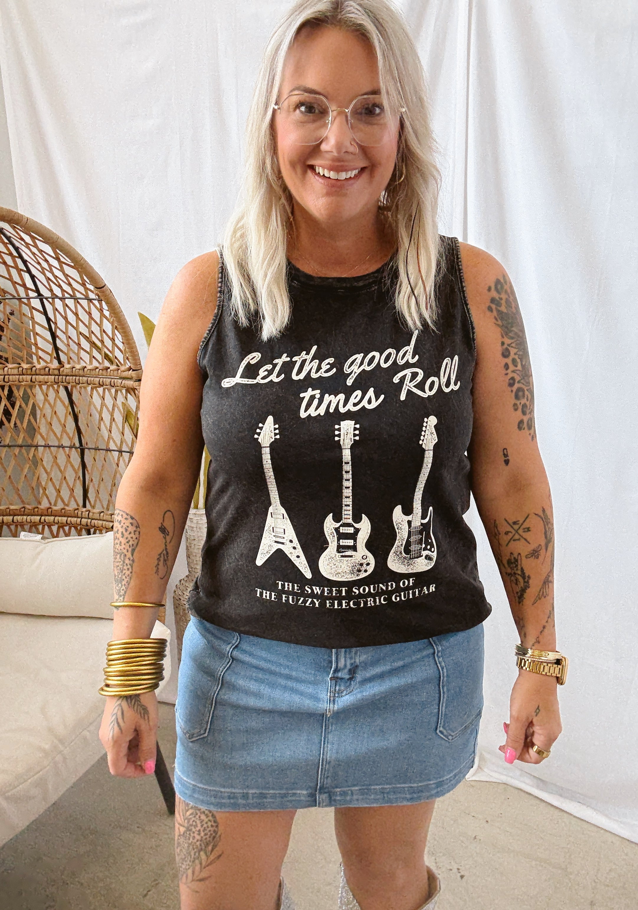 Let the Good Times To Roll Tank Top-Tank Tops-heart and luv-The Silo Boutique, Women's Fashion Boutique Located in Warren and Grand Forks North Dakota