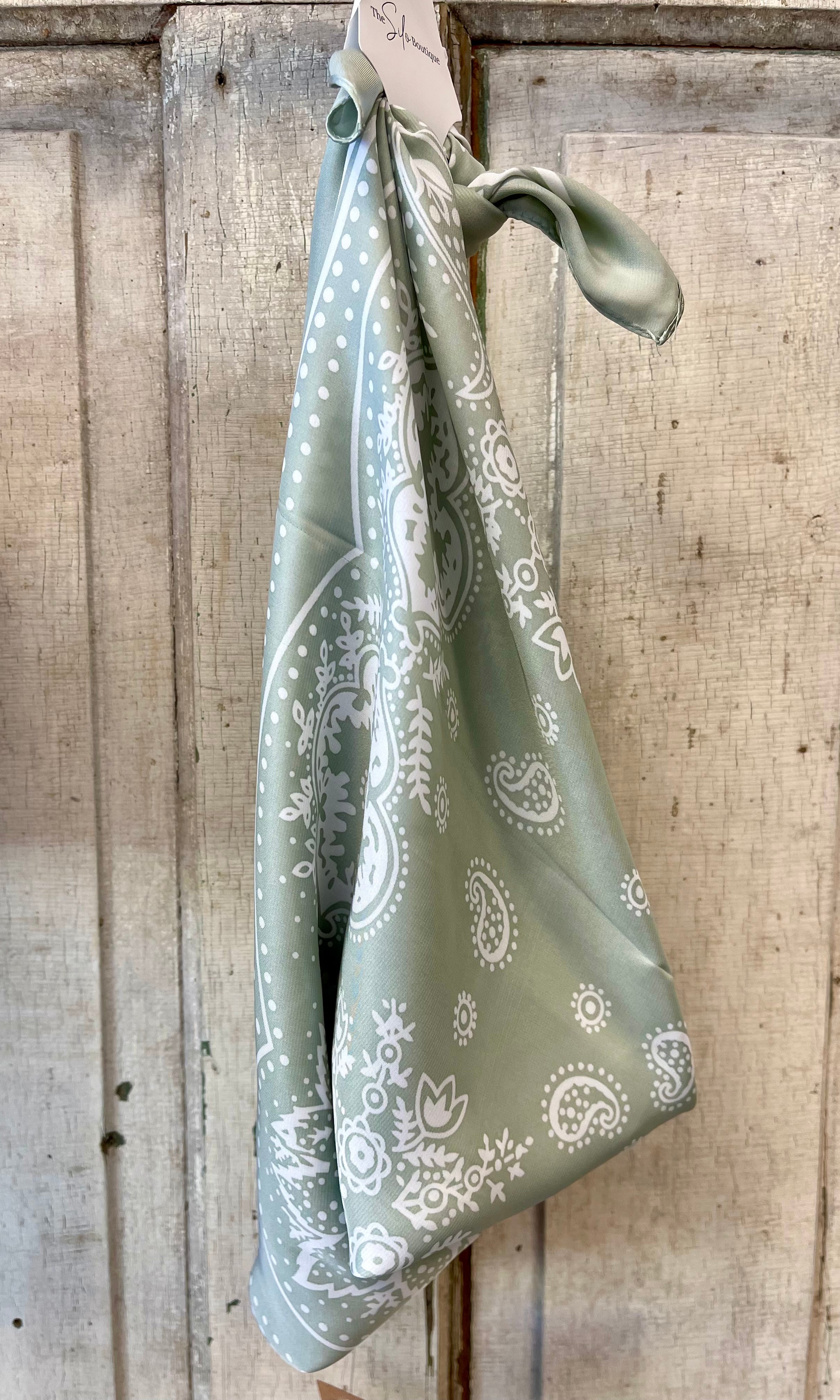 Paisley Bandana Satin Scarf-Scarves-leto-The Silo Boutique, Women's Fashion Boutique Located in Warren and Grand Forks North Dakota