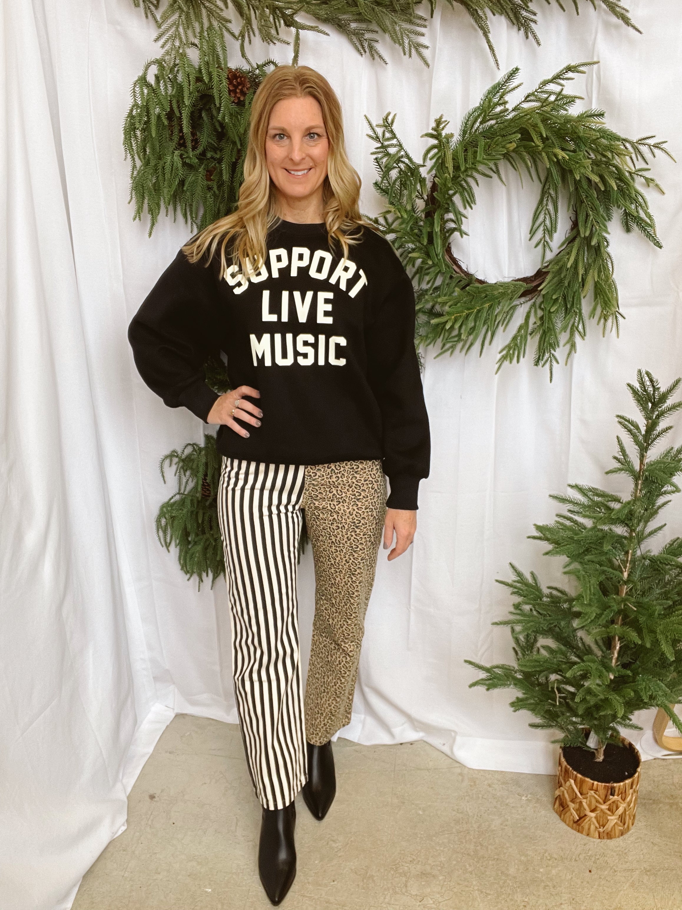 Jade Mix Leopard Stripe Jeans-Pants-jade-The Silo Boutique, Women's Fashion Boutique Located in Warren and Grand Forks North Dakota