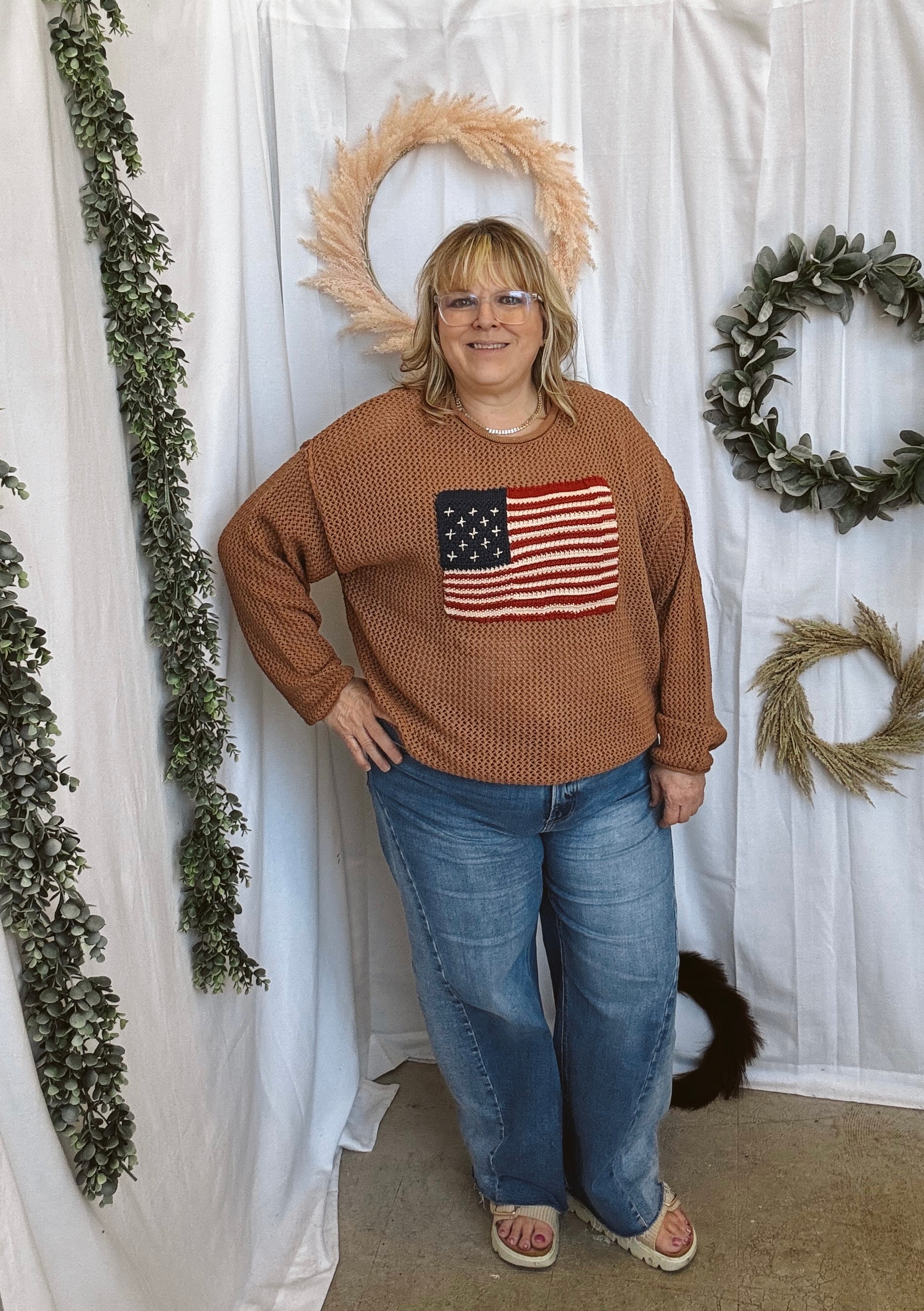 Zen Flag Open Knit Sweater-Camel-Long Sleeve Tops-Zenana-The Silo Boutique, Women's Fashion Boutique Located in Warren and Grand Forks North Dakota
