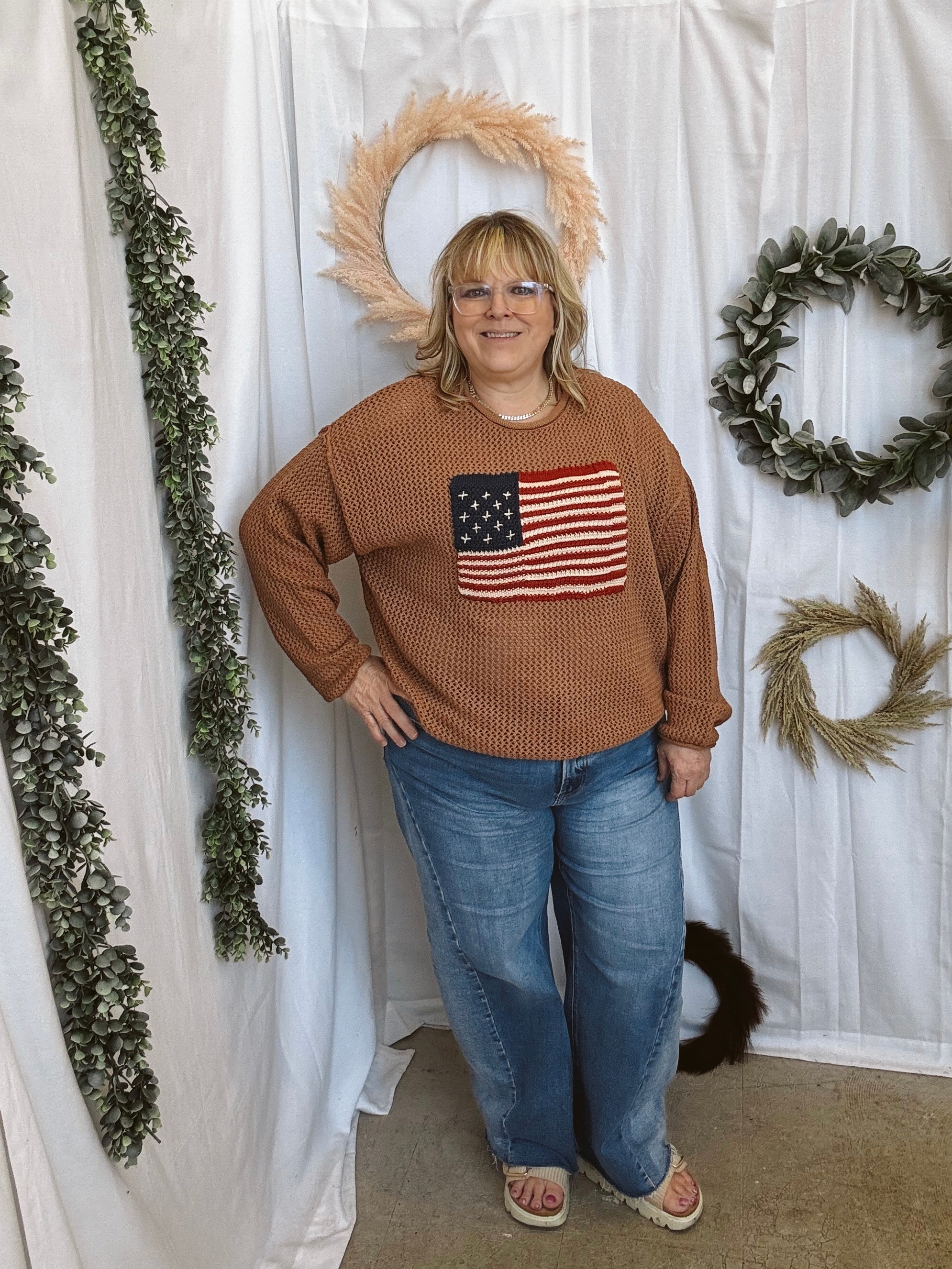 Zen Flag Open Knit Sweater-Camel-Long Sleeve Tops-Zenana-The Silo Boutique, Women's Fashion Boutique Located in Warren and Grand Forks North Dakota
