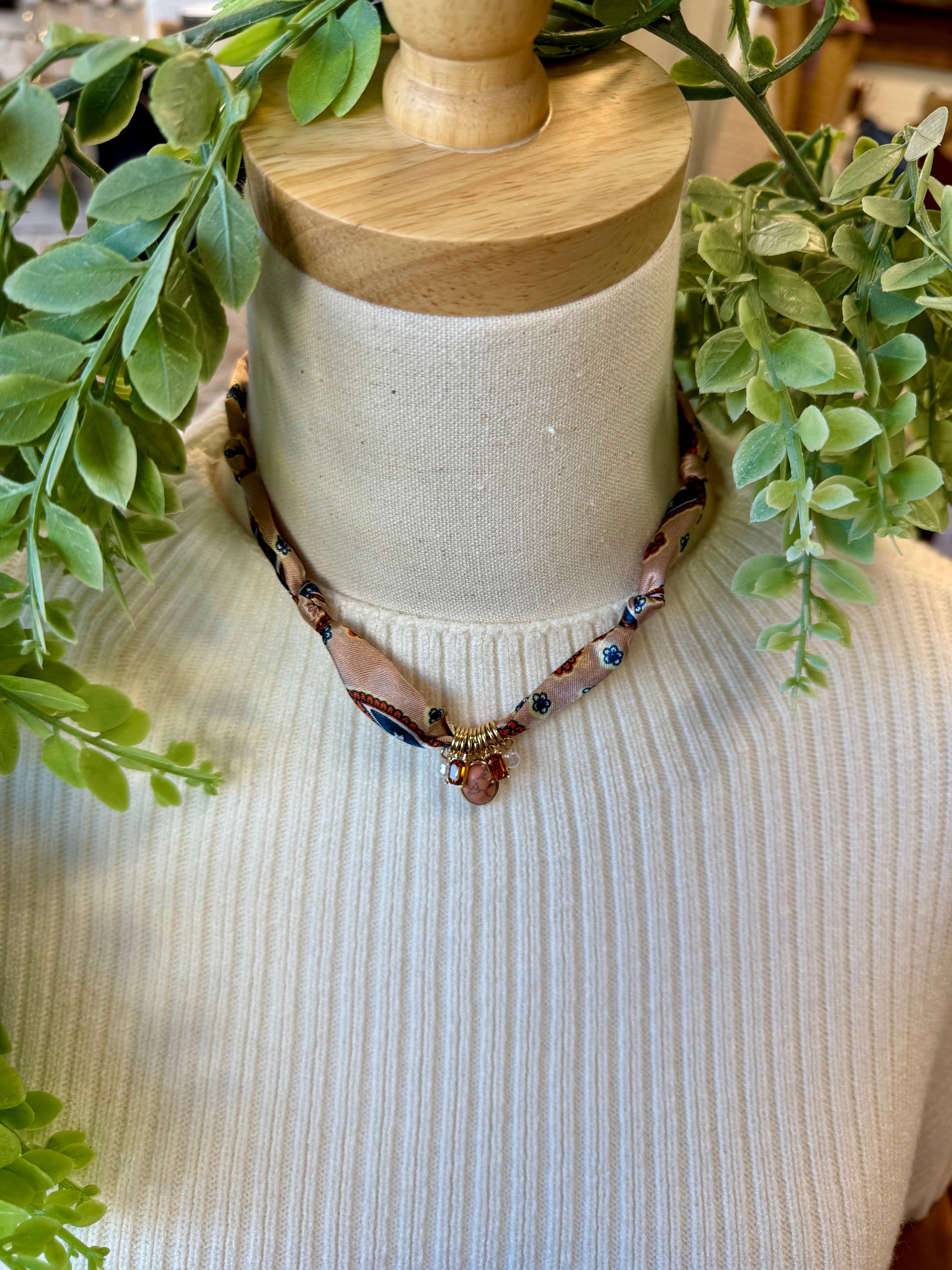 Kenze Scarf Necklace-Necklaces-kenze-The Silo Boutique, Women's Fashion Boutique Located in Warren and Grand Forks North Dakota