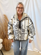 Paisley Sherpa Quarter Zip Up-Sweatshirts-promesa-The Silo Boutique, Women's Fashion Boutique Located in Warren and Grand Forks North Dakota