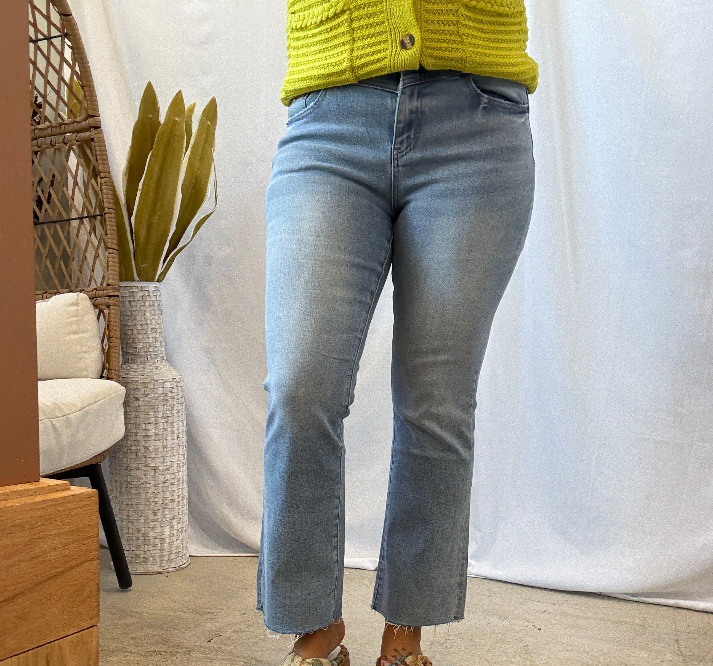 Mica Yoke Capri Blue Bootcut Jeans-Jeans-mica-The Silo Boutique, Women's Fashion Boutique Located in Warren and Grand Forks North Dakota