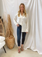 Oversized Satin Top-Cream-Long Sleeve Tops-hyfve-The Silo Boutique, Women's Fashion Boutique Located in Warren and Grand Forks North Dakota