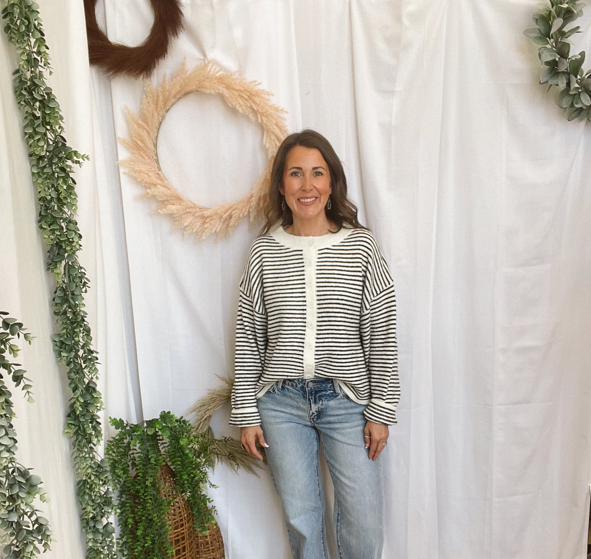 Dalia Black White Stripe Cardigan-Cardigans-dottie-The Silo Boutique, Women's Fashion Boutique Located in Warren and Grand Forks North Dakota