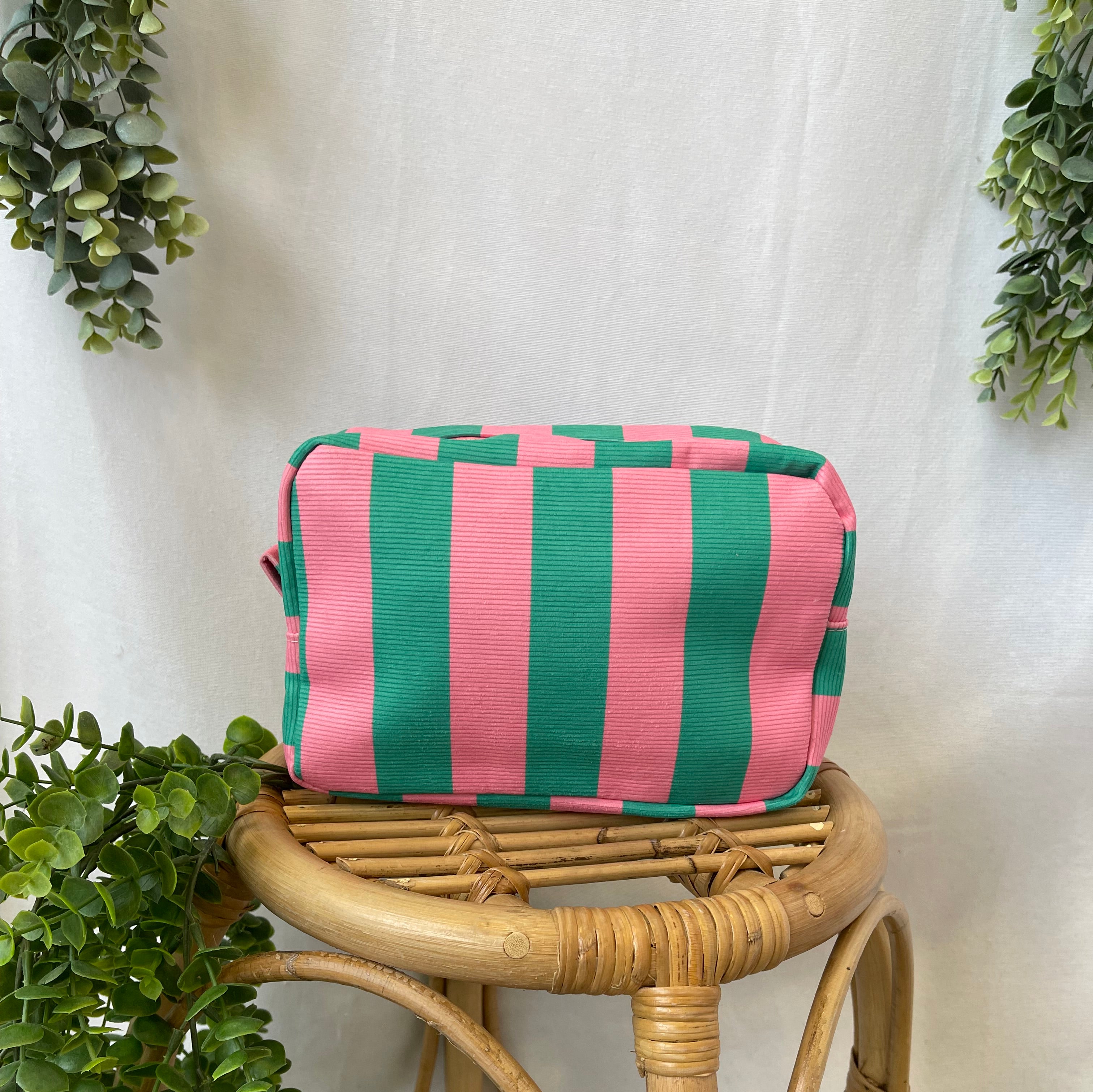 Essential Stripe Cosmetic-Green Pink-Purses-Fair-The Silo Boutique, Women's Fashion Boutique Located in Warren and Grand Forks North Dakota