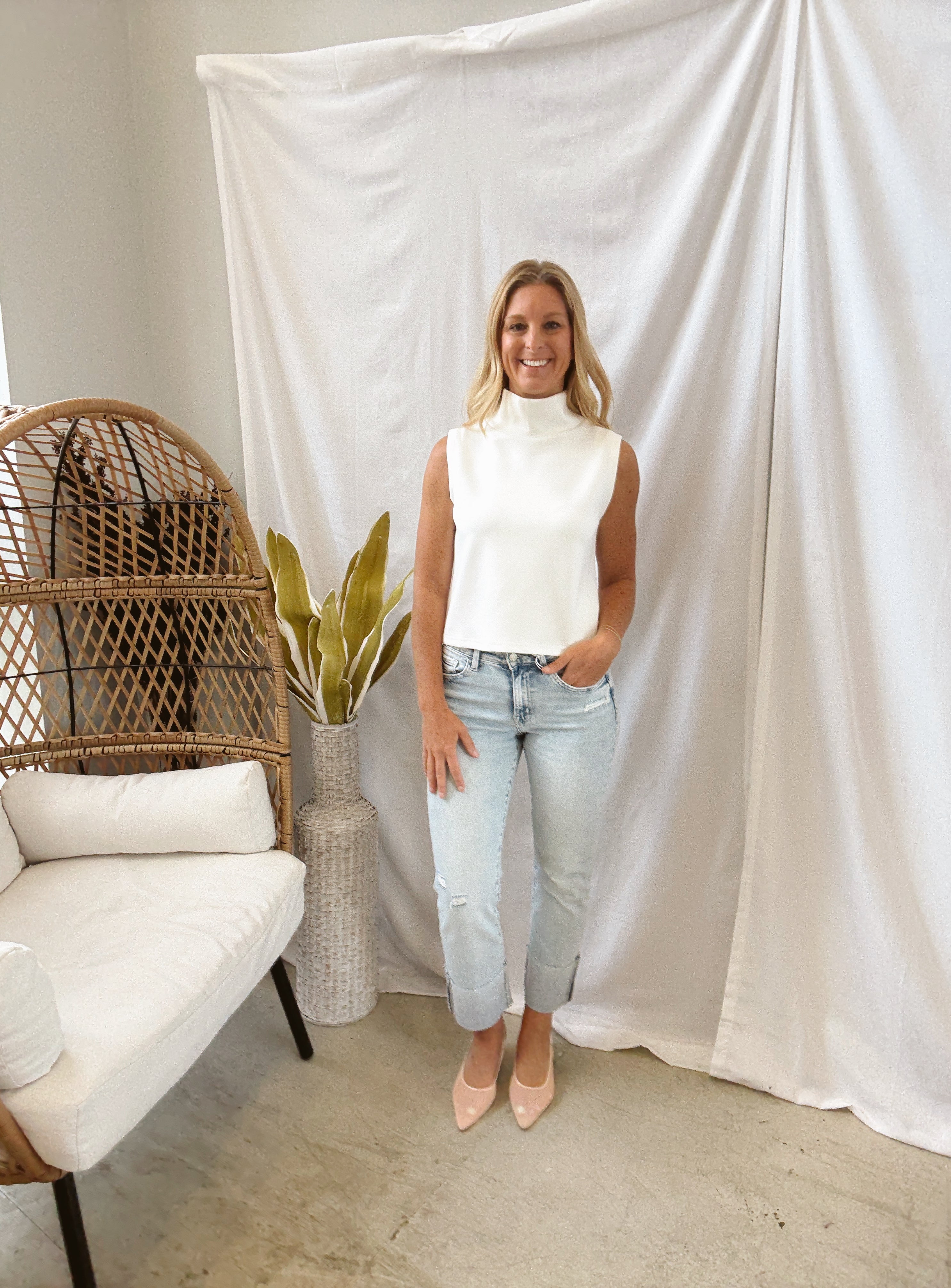 P Cill Cowl Tank Top-Cream-Tank Tops-p cill-The Silo Boutique, Women's Fashion Boutique Located in Warren and Grand Forks North Dakota