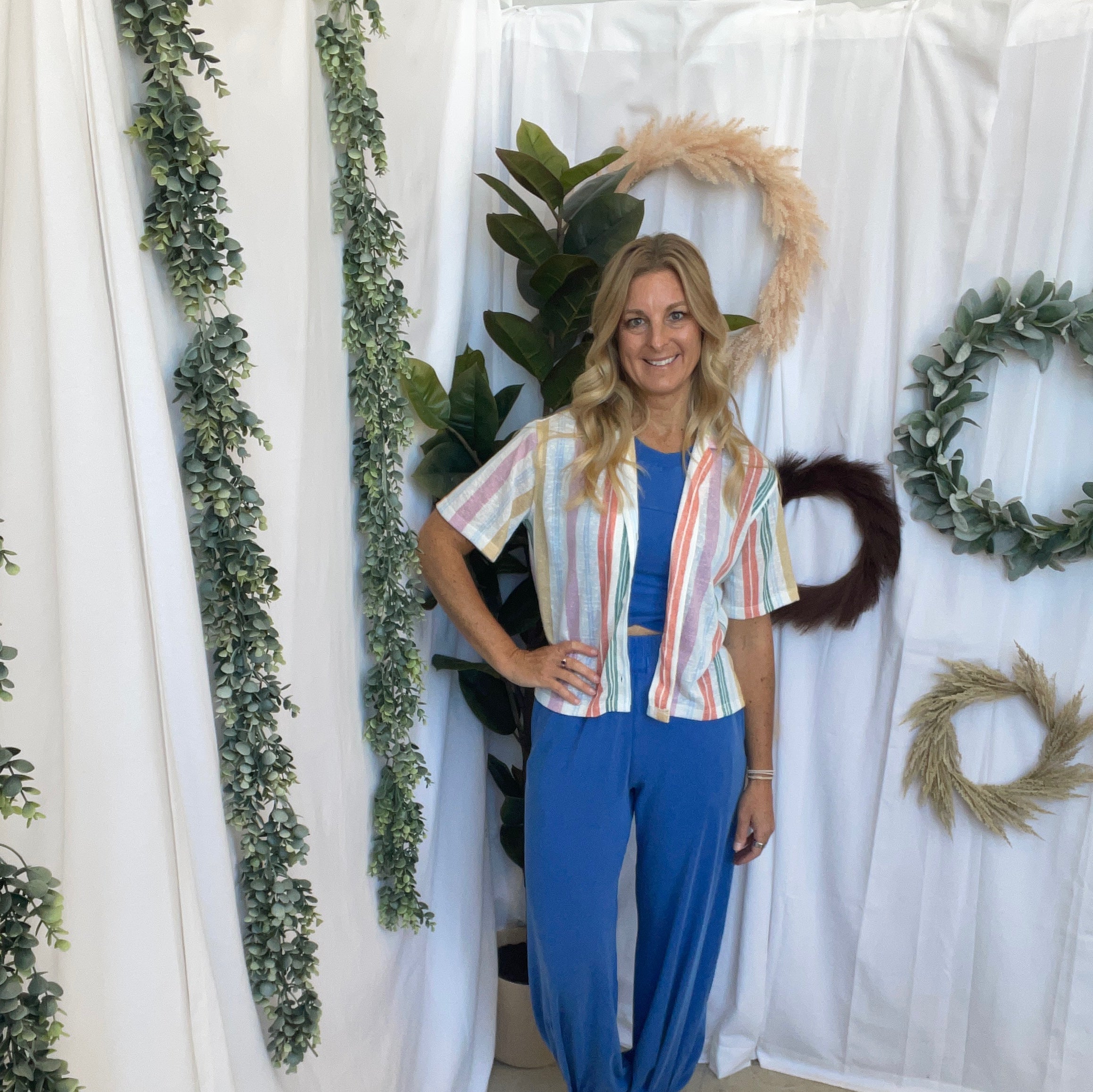 Multi Color Button Up Top-Final sale-Short Sleeve Tops-hem and thread-The Silo Boutique, Women's Fashion Boutique Located in Warren and Grand Forks North Dakota