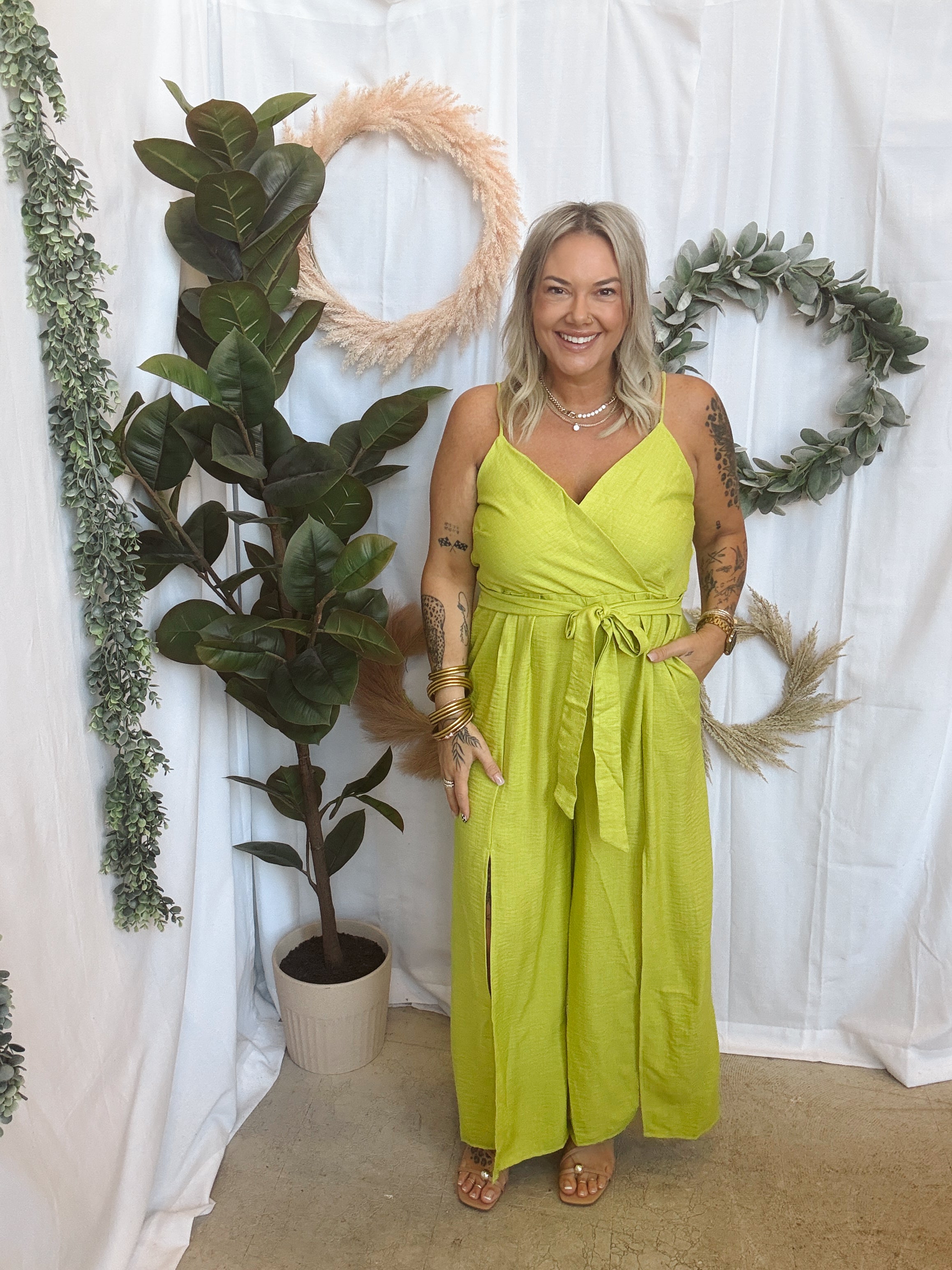 Jade Lime Jumpsuit-Jumpsuits & Rompers-jade by jane-The Silo Boutique, Women's Fashion Boutique Located in Warren and Grand Forks North Dakota