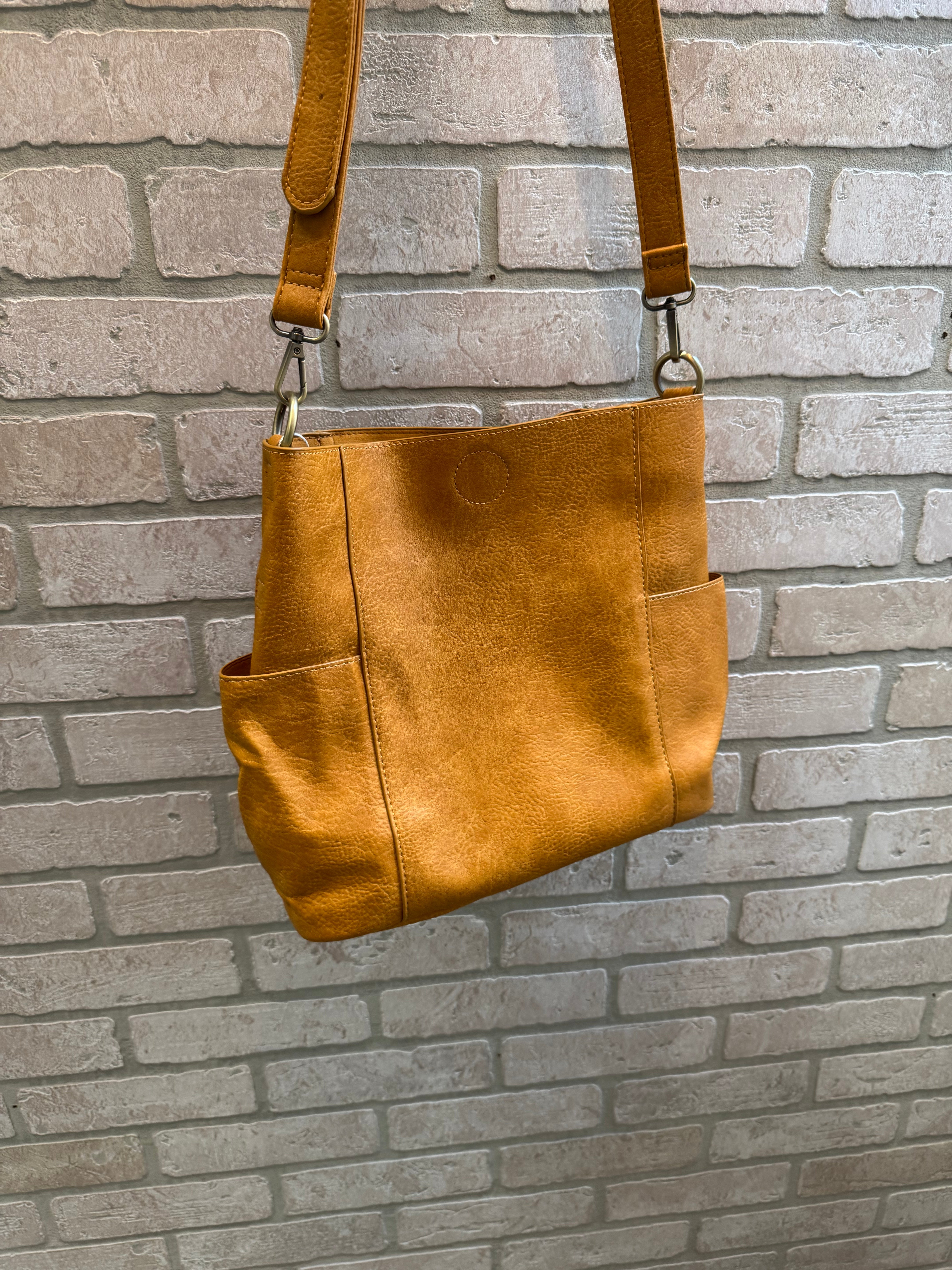 Joy Susan Kayleigh Bucket Bag-Honey-Purses-joy susan-The Silo Boutique, Women's Fashion Boutique Located in Warren and Grand Forks North Dakota