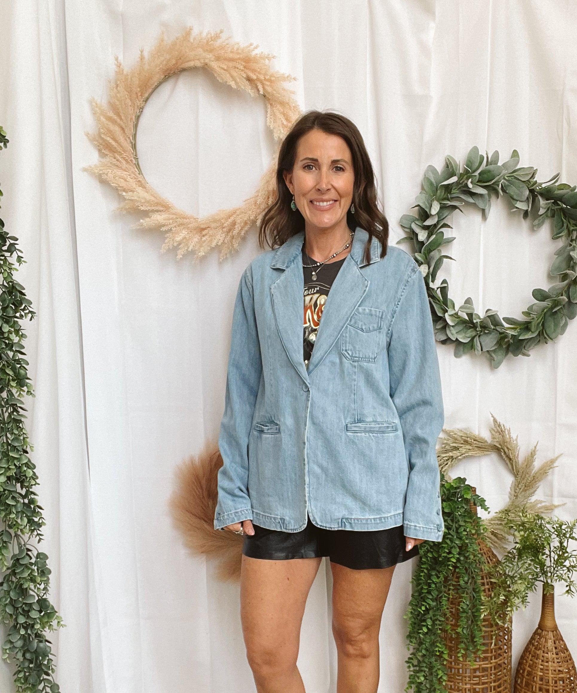 Risen Medium Wash Denim Blazer-Coats & Jackets-risen-The Silo Boutique, Women's Fashion Boutique Located in Warren and Grand Forks North Dakota