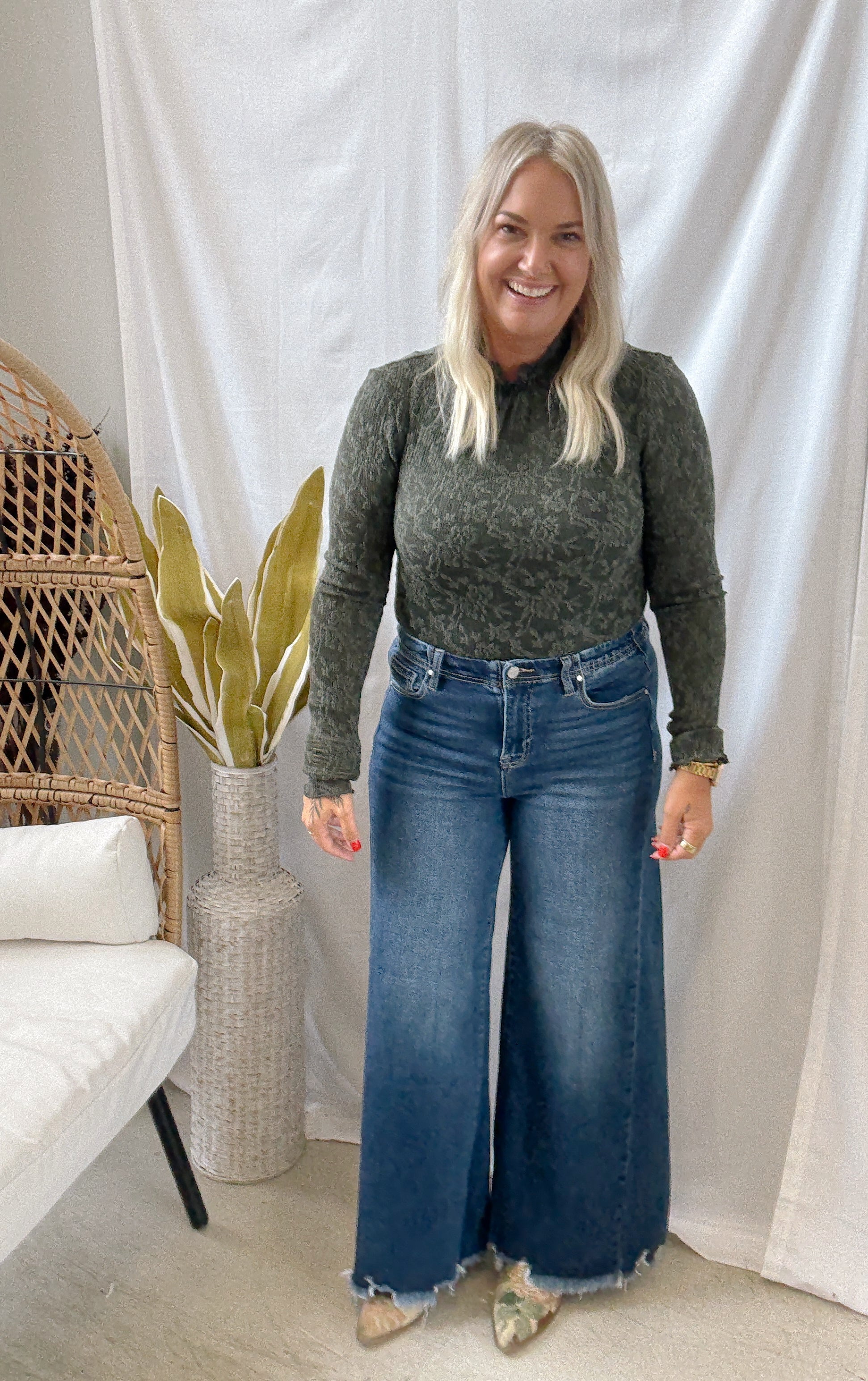 Risen Ankle Wide Leg Dark Jeans-Final Sale-Jeans-risen-The Silo Boutique, Women's Fashion Boutique Located in Warren and Grand Forks North Dakota