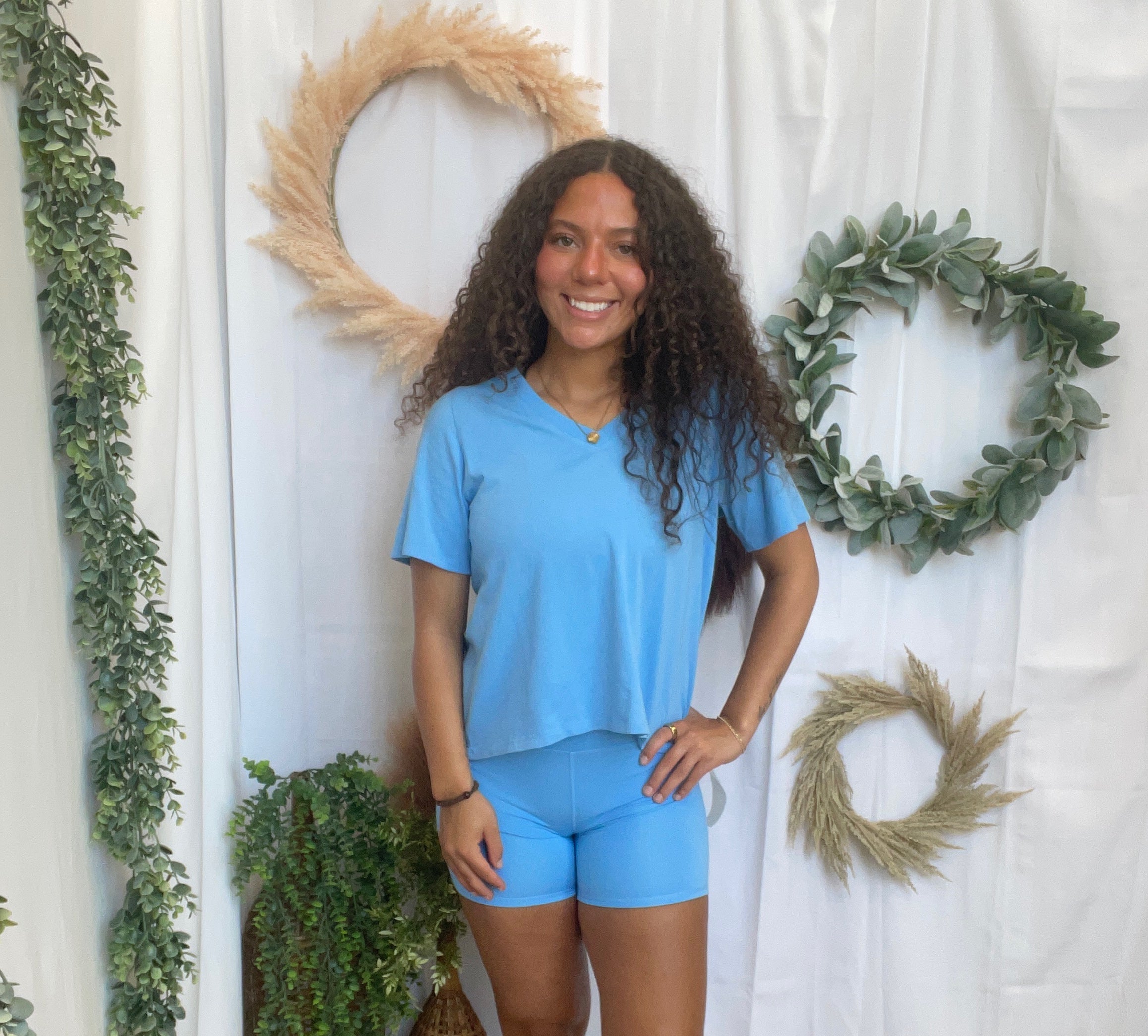 Mono B Venice Biker Short-Light Blue-Shorts-mono b-The Silo Boutique, Women's Fashion Boutique Located in Warren and Grand Forks North Dakota